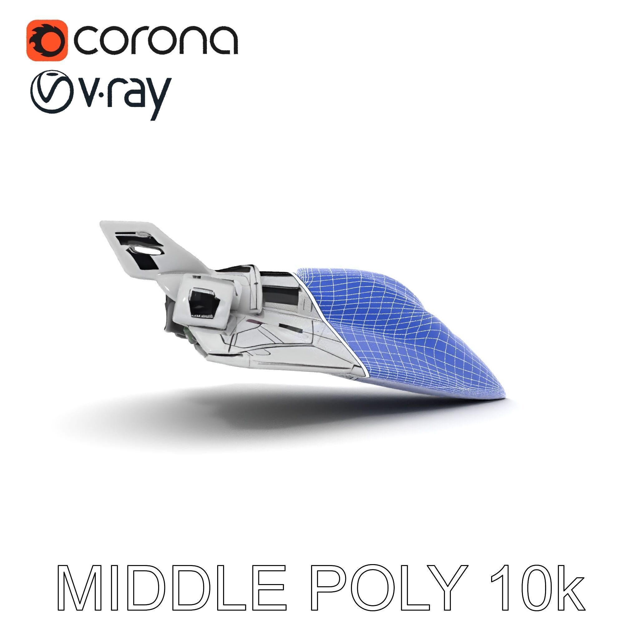 Futuristic Spacecraft Model Pack with Detailed Textures Low-poly 3D model_9