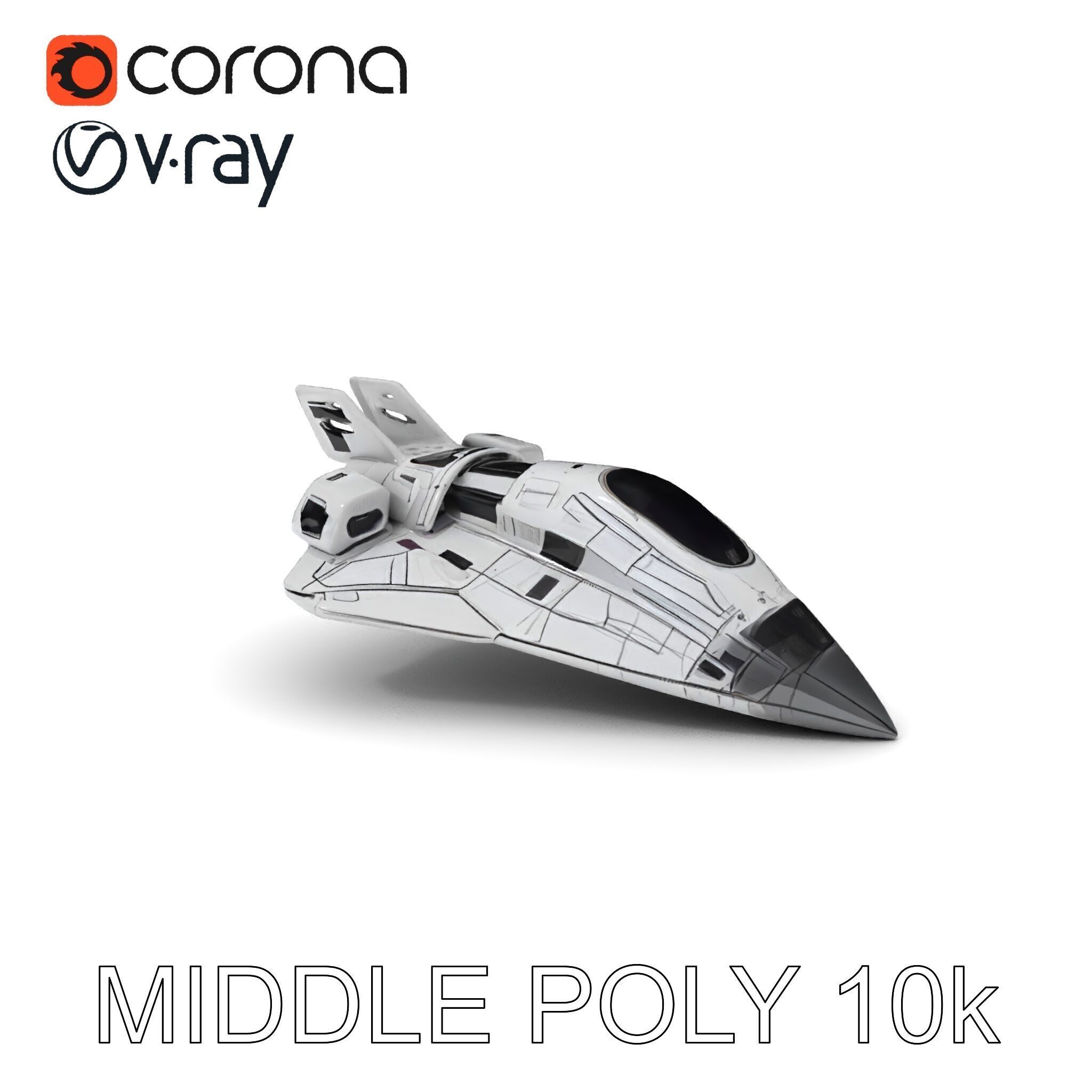 Futuristic Spacecraft Model Pack with Detailed Textures Low-poly 3D model_15