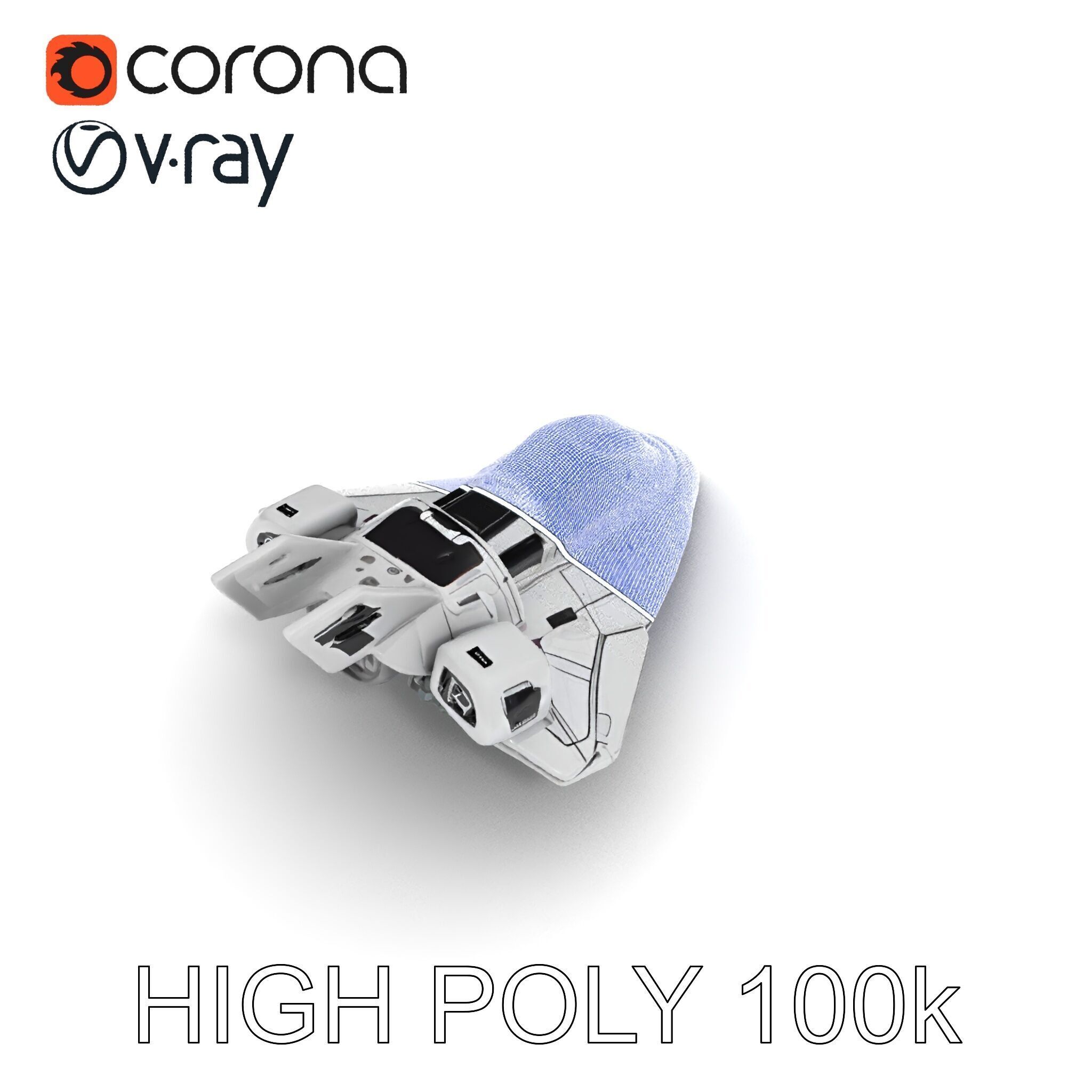 Futuristic Spacecraft Model Pack with Detailed Textures Low-poly 3D model_26