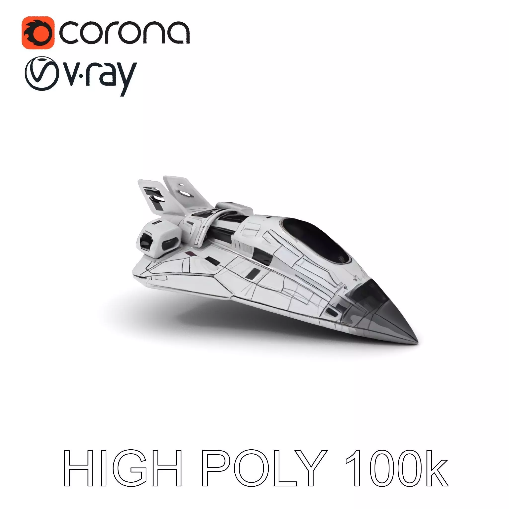 Futuristic Spacecraft Model Pack with Detailed Textures Low-poly 3D model_0
