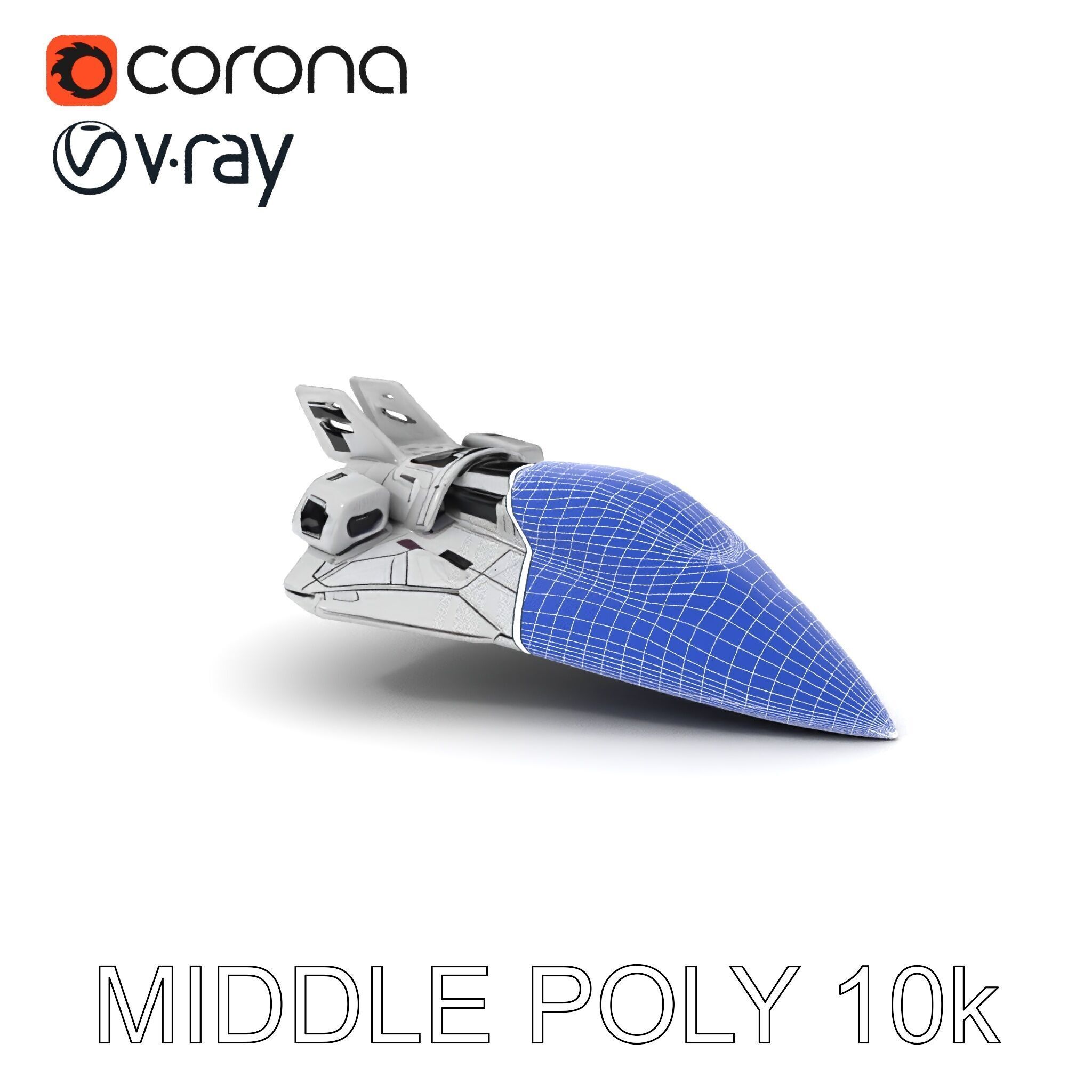 Futuristic Spacecraft Model Pack with Detailed Textures Low-poly 3D model_6