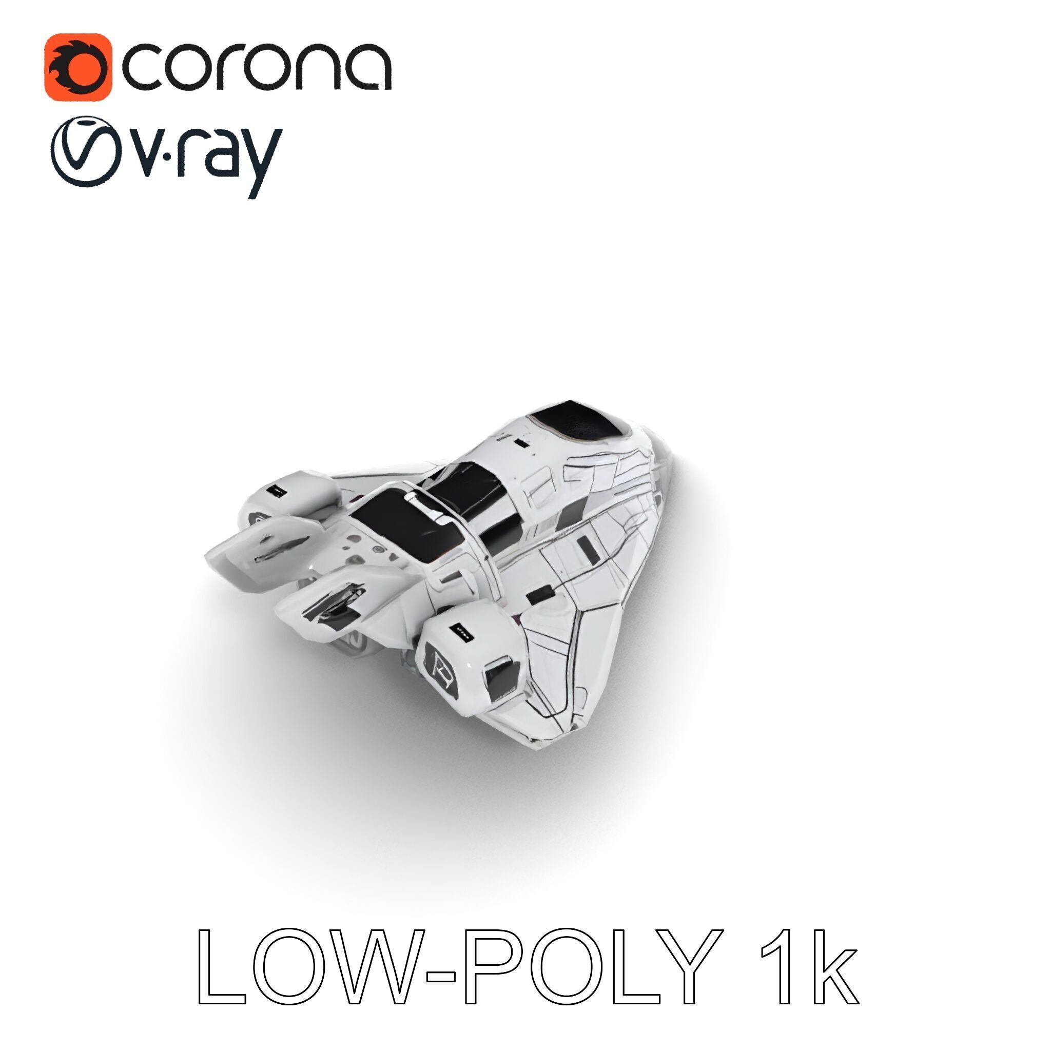 Futuristic Spacecraft Model Pack with Detailed Textures Low-poly 3D model_28