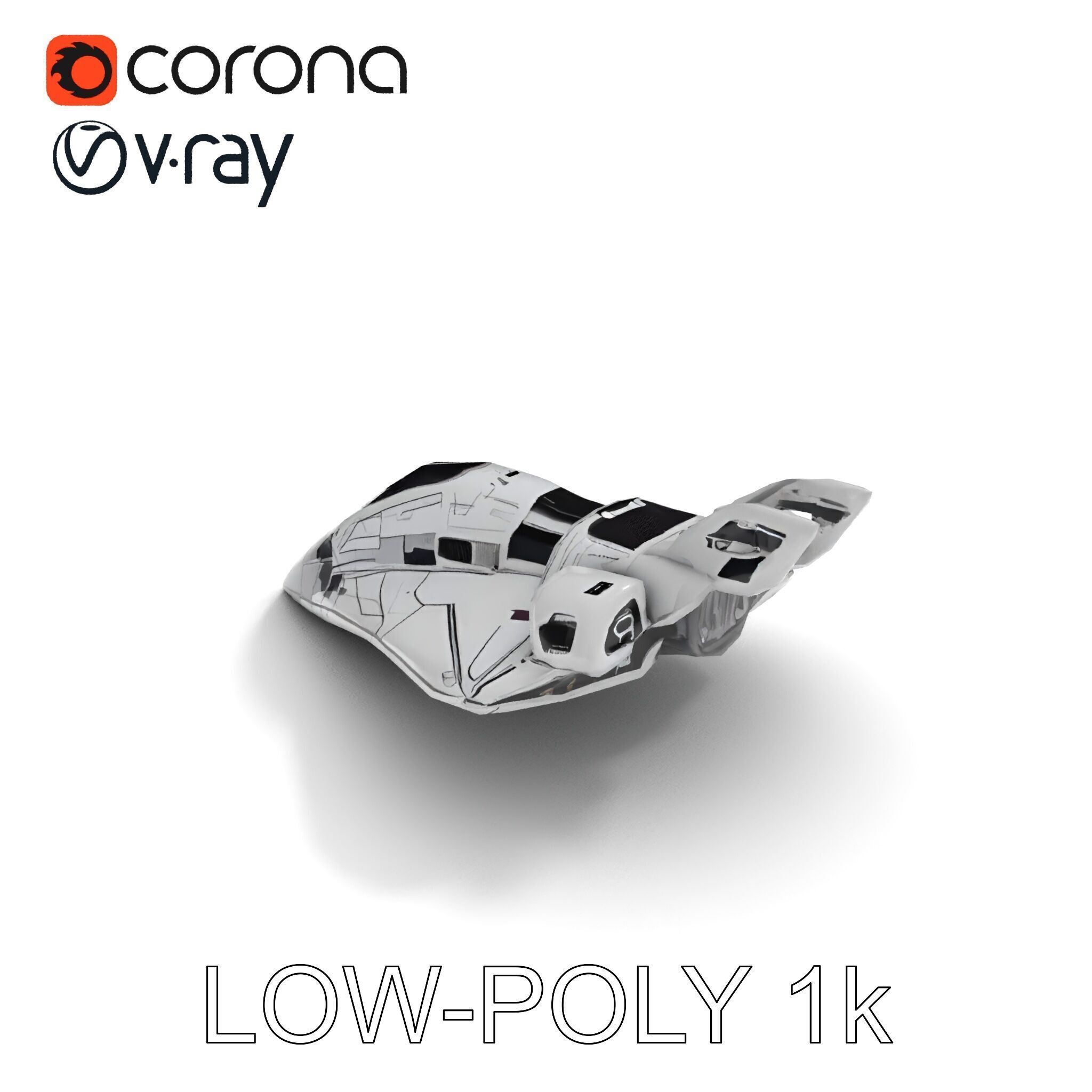 Futuristic Spacecraft Model Pack with Detailed Textures Low-poly 3D model_7