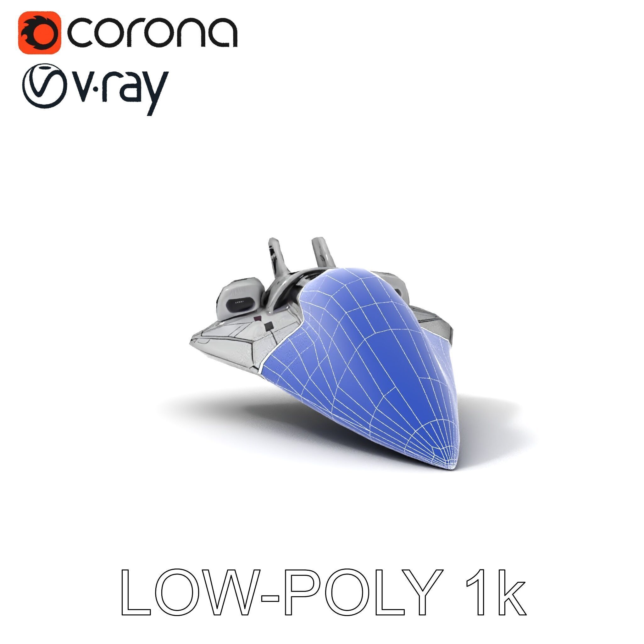 Futuristic Spacecraft Model Pack with Detailed Textures Low-poly 3D model_25