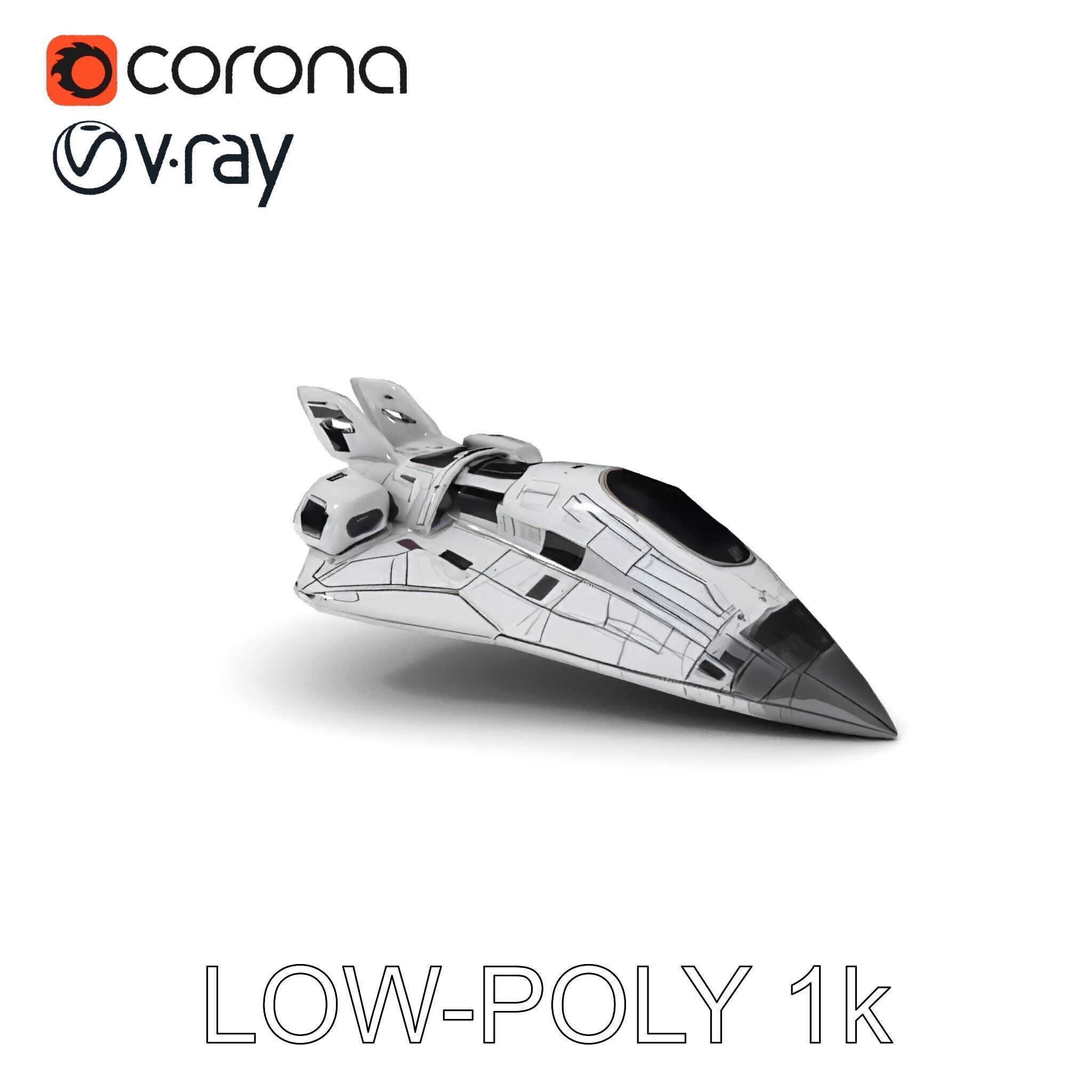 Futuristic Spacecraft Model Pack with Detailed Textures Low-poly 3D model_21