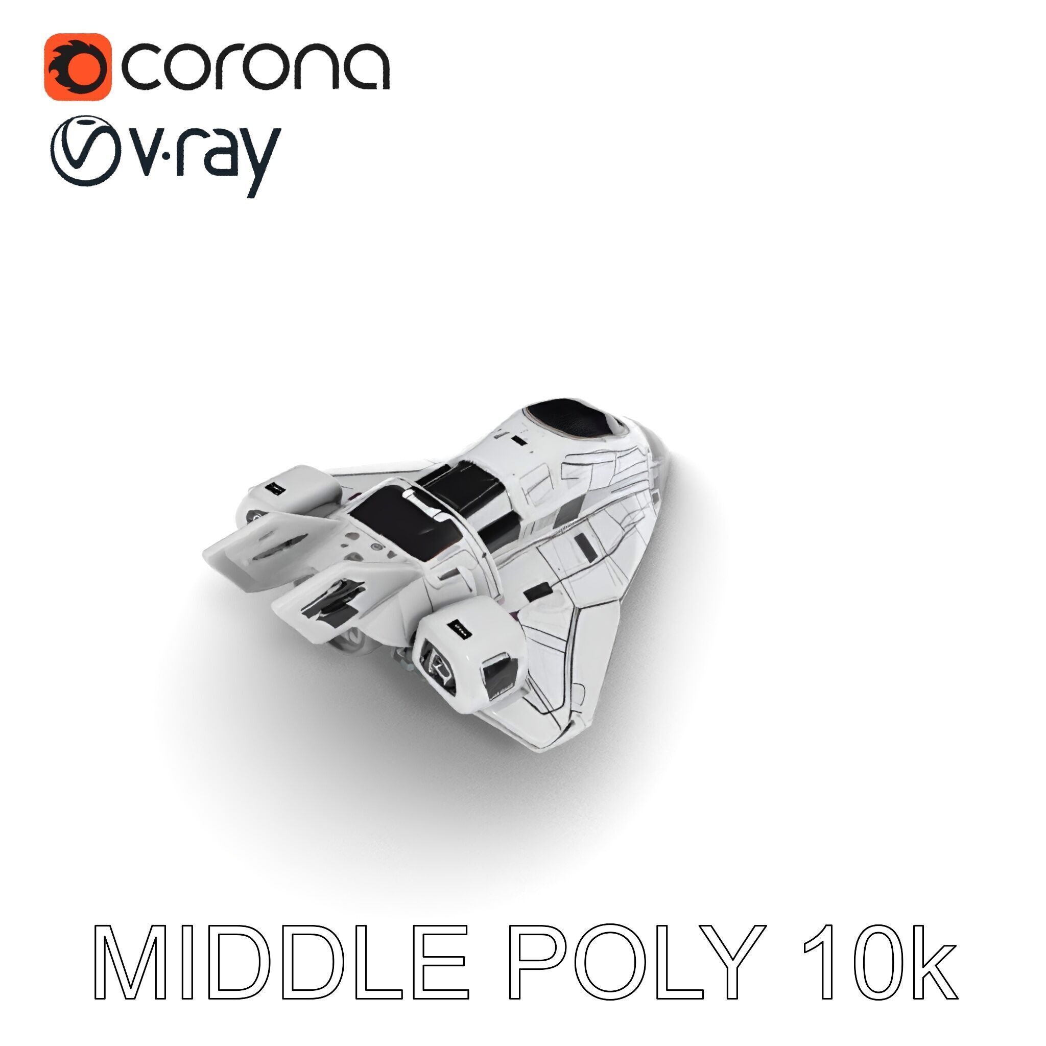 Futuristic Spacecraft Model Pack with Detailed Textures Low-poly 3D model_24