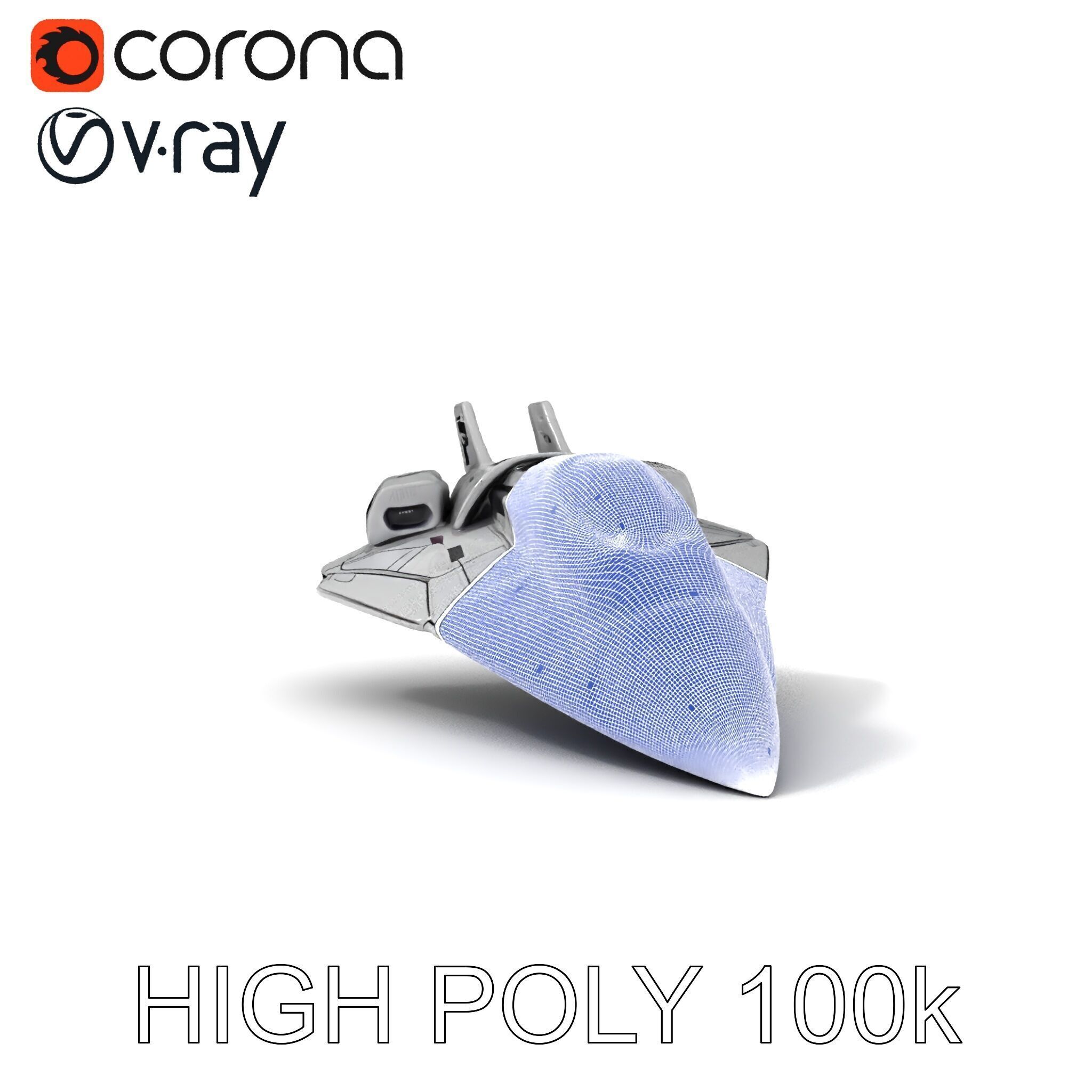 Futuristic Spacecraft Model Pack with Detailed Textures Low-poly 3D model_31