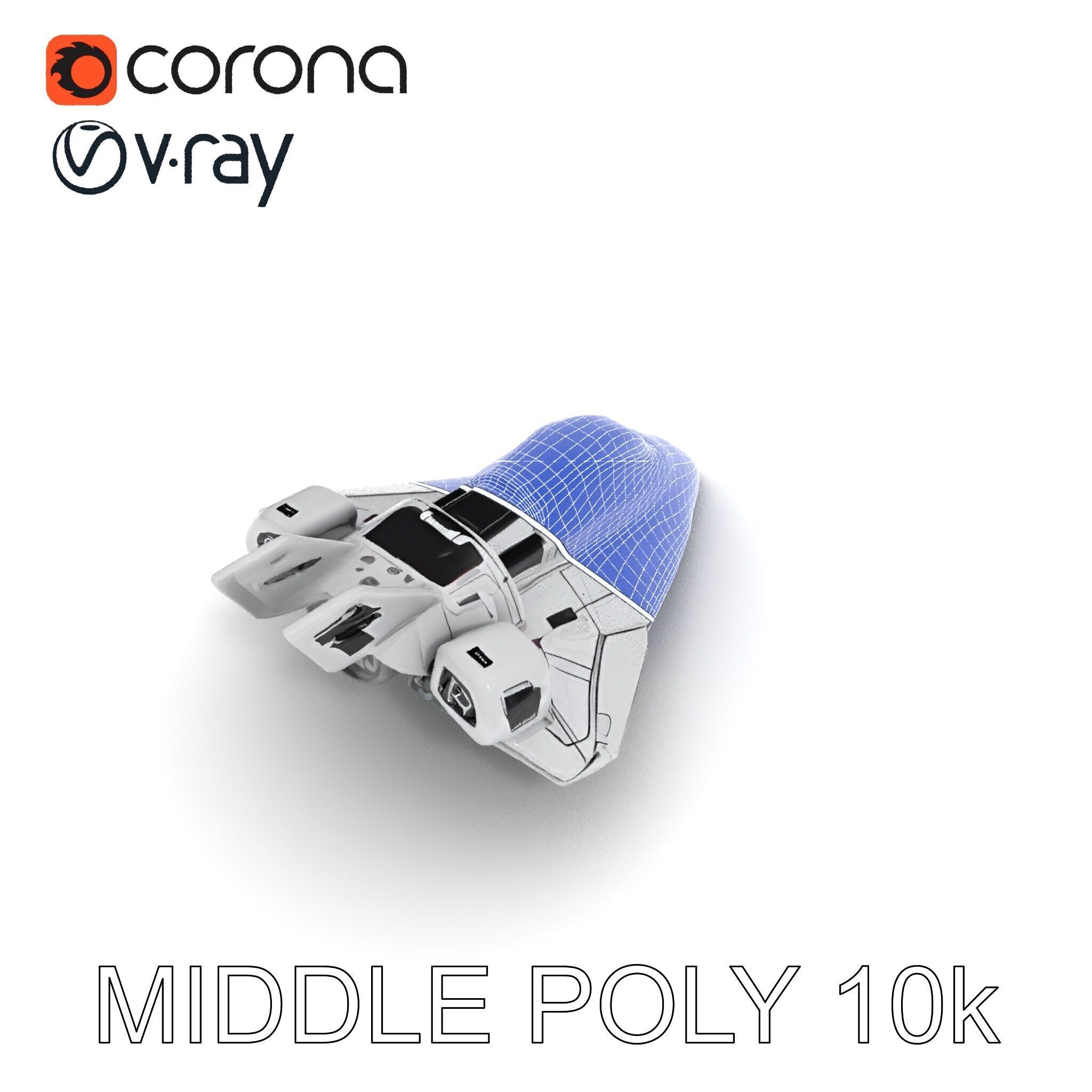 Futuristic Spacecraft Model Pack with Detailed Textures Low-poly 3D model_12