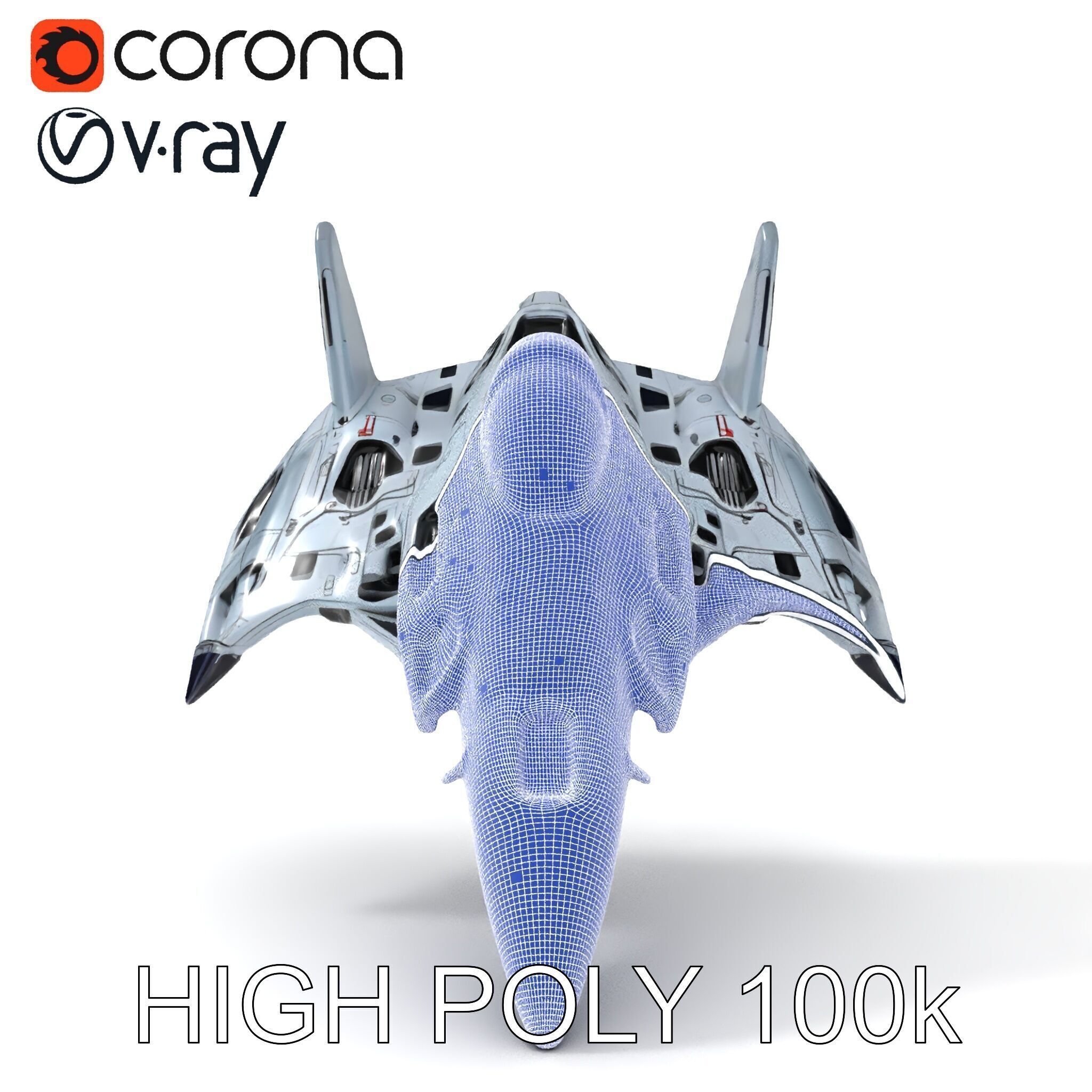 Futuristic Jet Fighter Model Pack with PBR Textures Low-poly 3D model_33