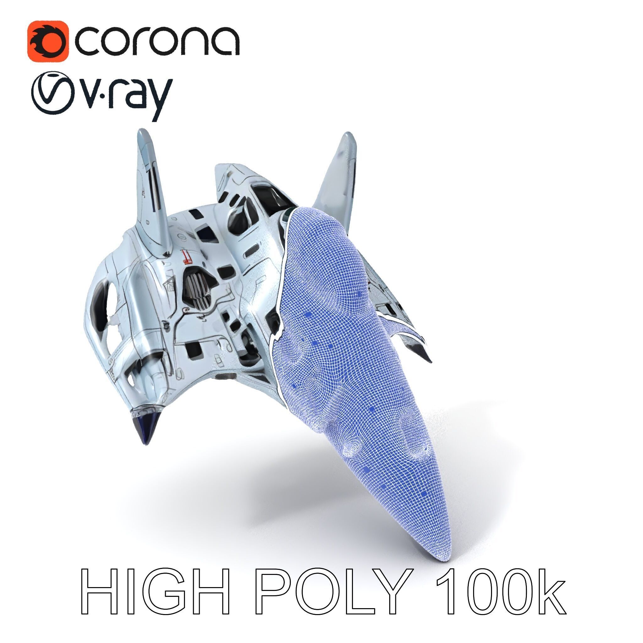 Futuristic Jet Fighter Model Pack with PBR Textures Low-poly 3D model_3