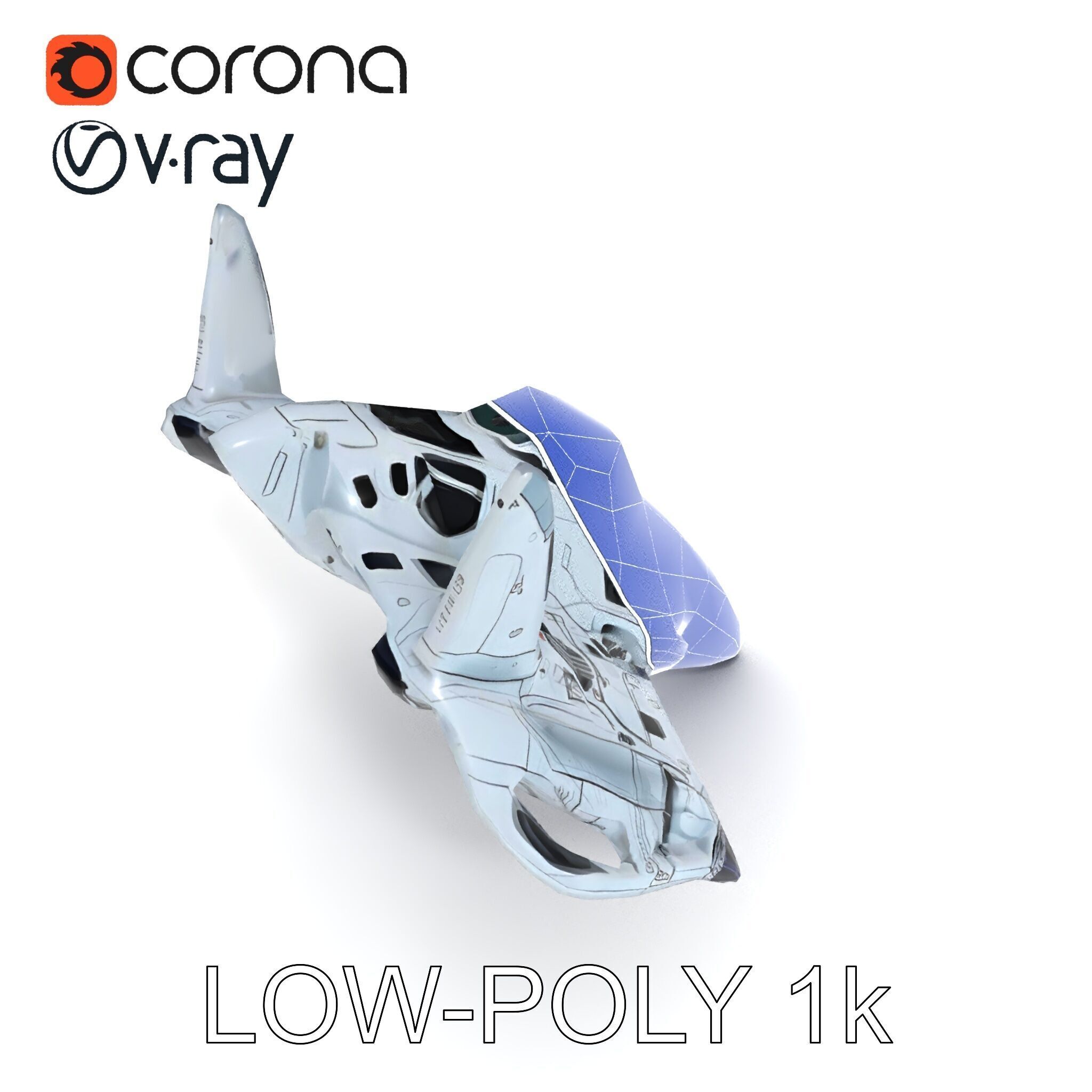 Futuristic Jet Fighter Model Pack with PBR Textures Low-poly 3D model_10