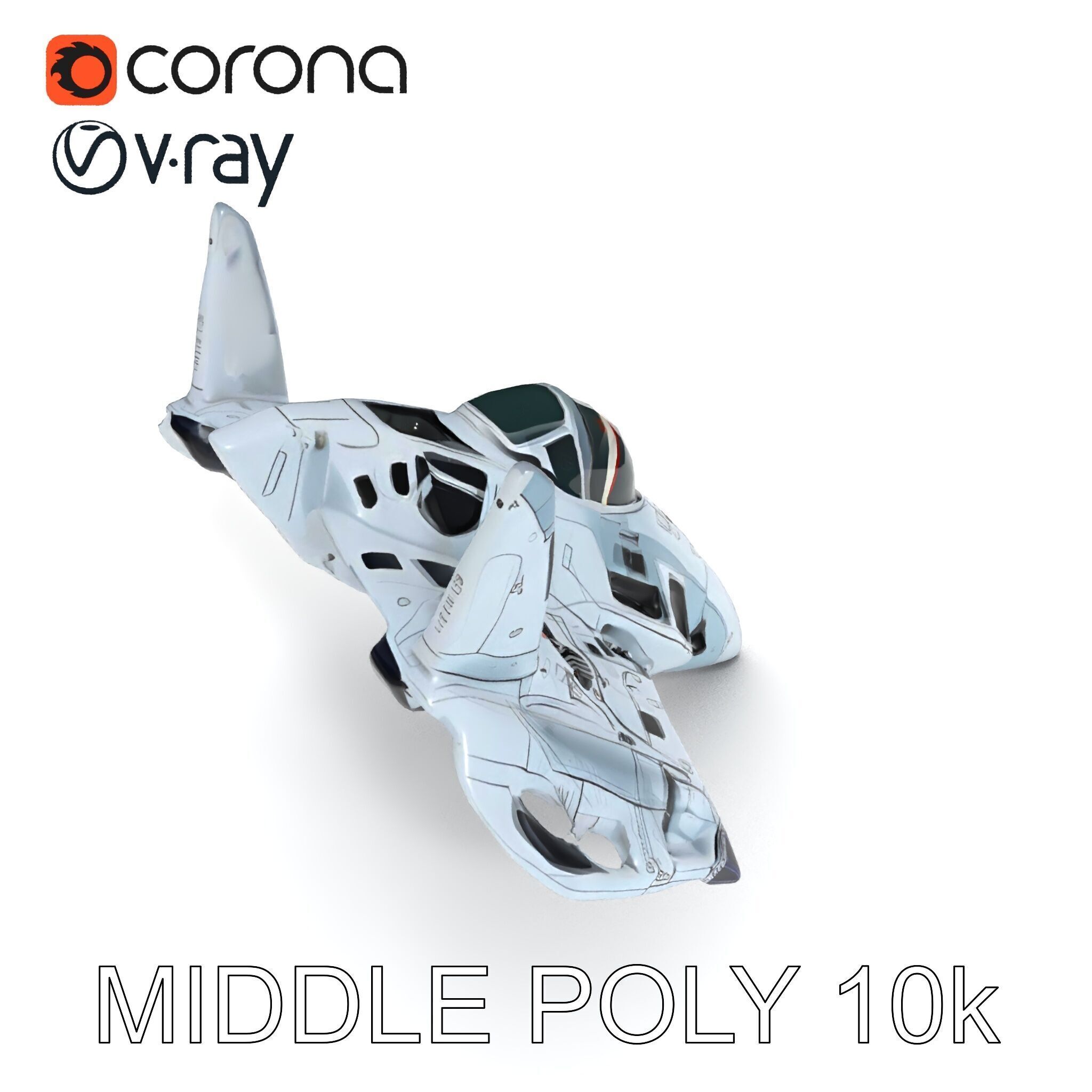 Futuristic Jet Fighter Model Pack with PBR Textures Low-poly 3D model_6