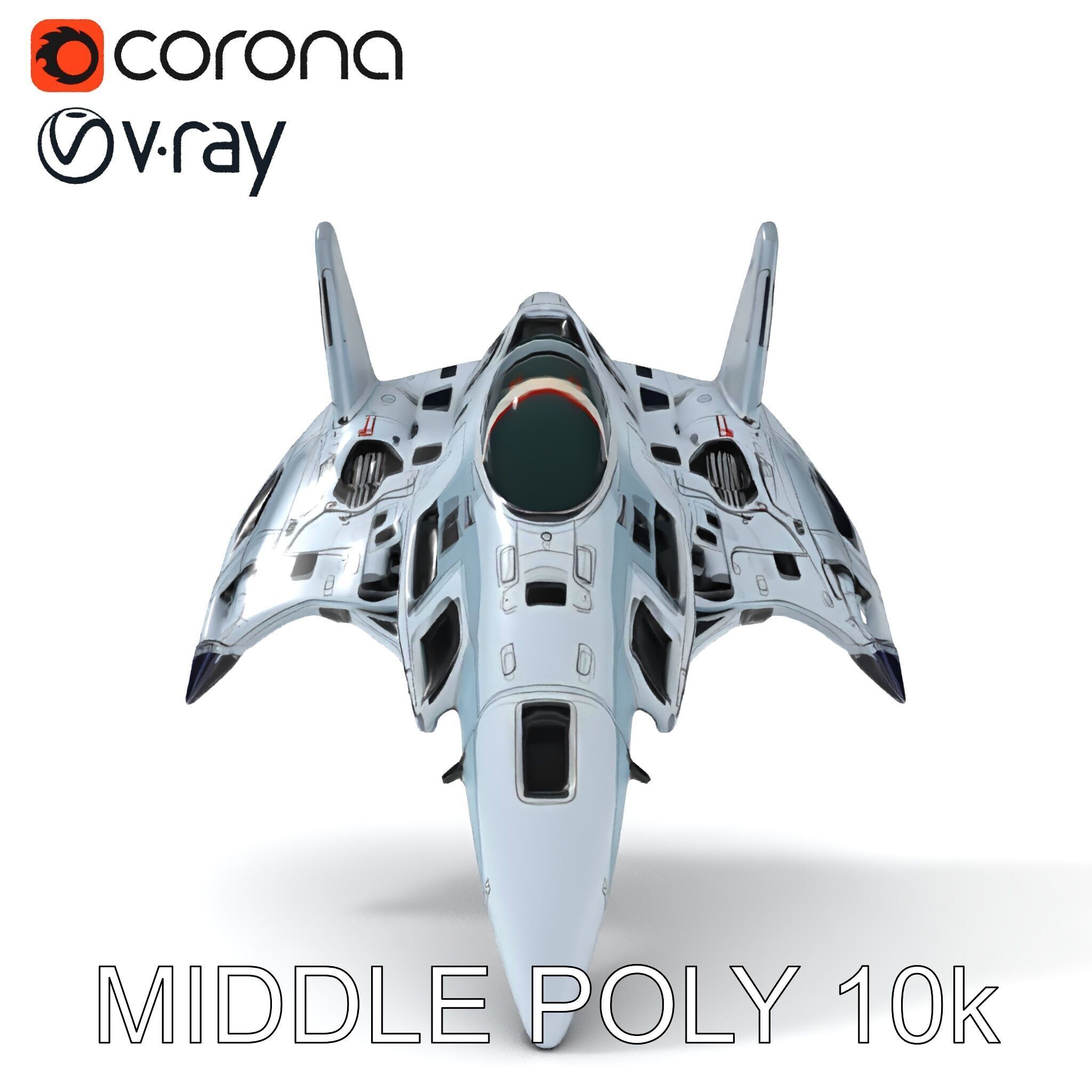 Futuristic Jet Fighter Model Pack with PBR Textures Low-poly 3D model_9