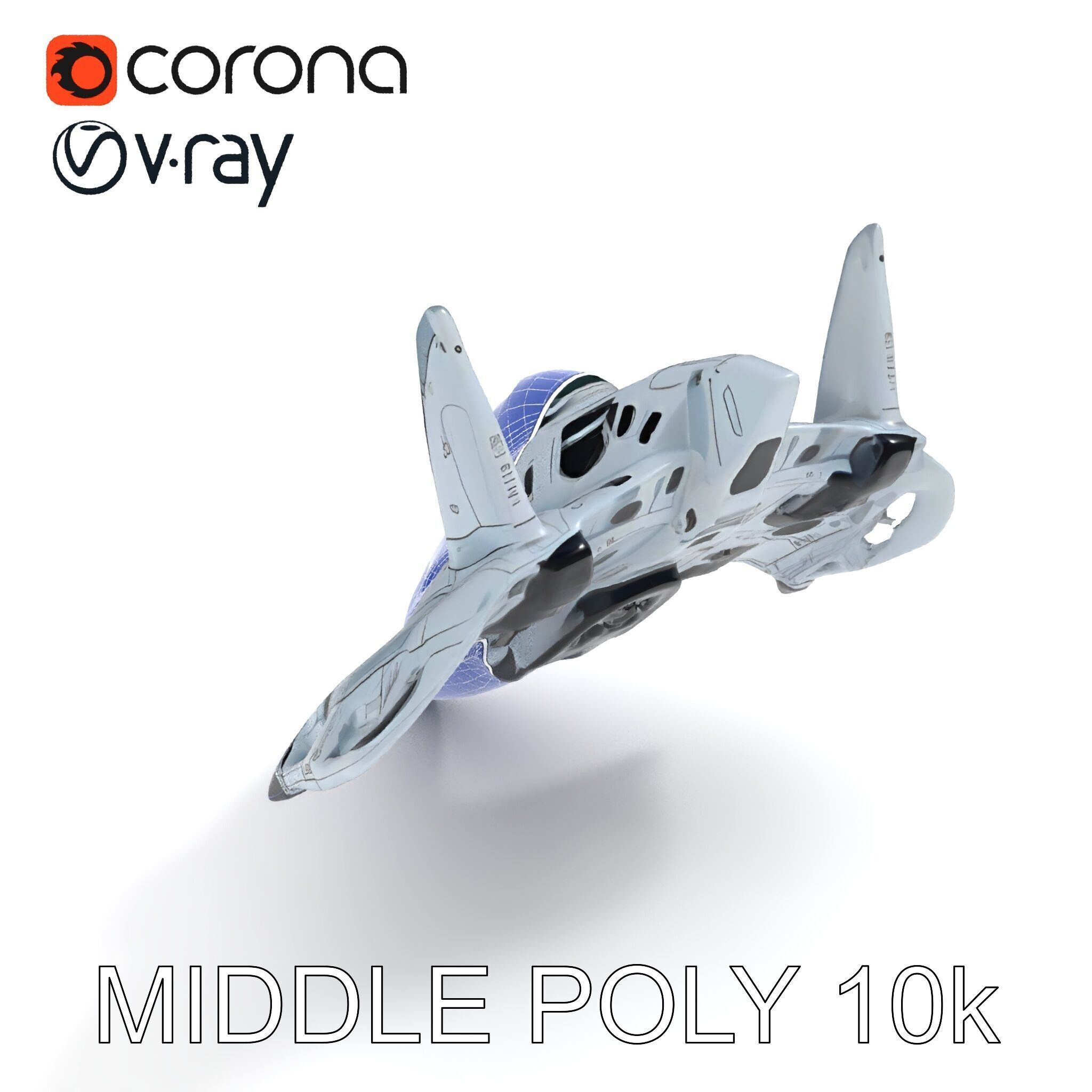 Futuristic Jet Fighter Model Pack with PBR Textures Low-poly 3D model_28