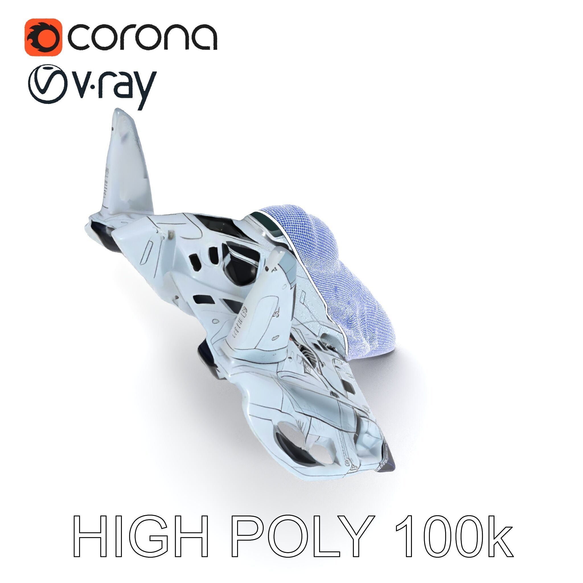 Futuristic Jet Fighter Model Pack with PBR Textures Low-poly 3D model_27