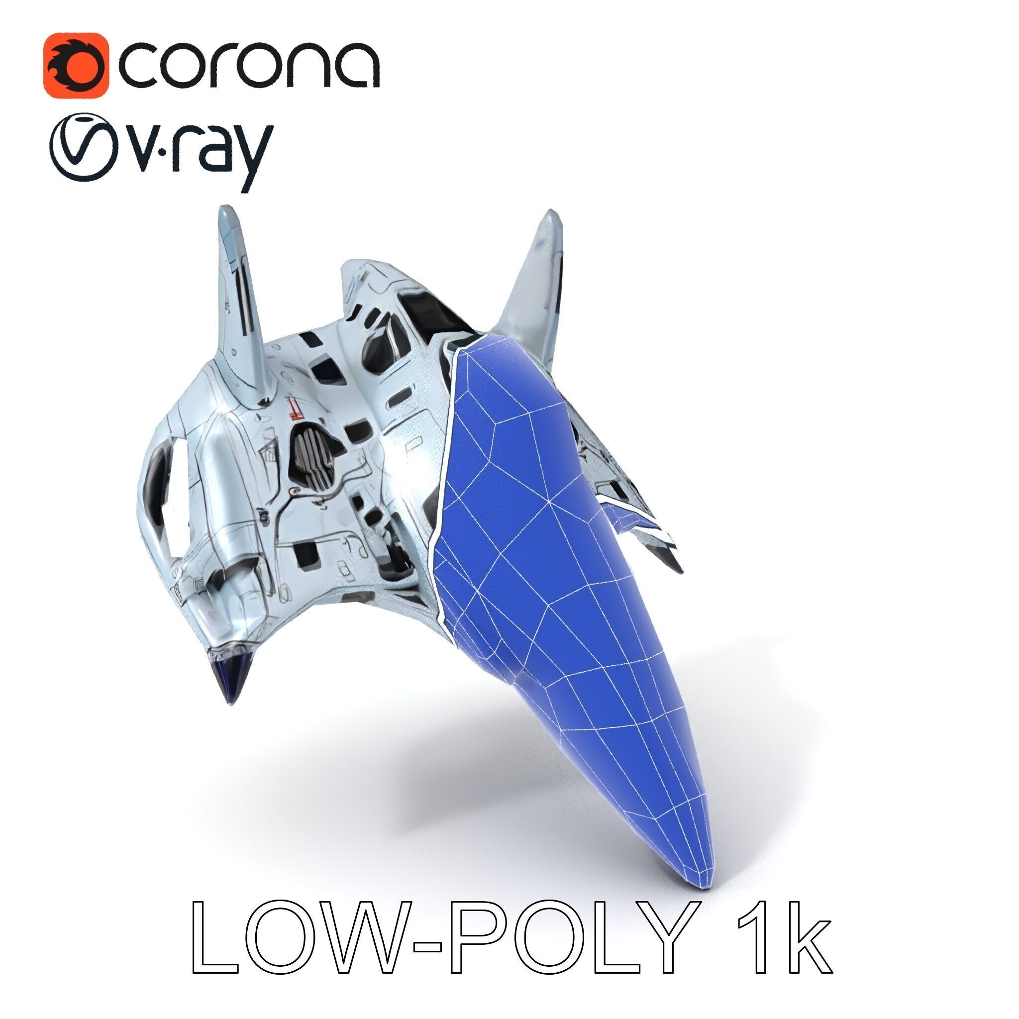 Futuristic Jet Fighter Model Pack with PBR Textures Low-poly 3D model_18