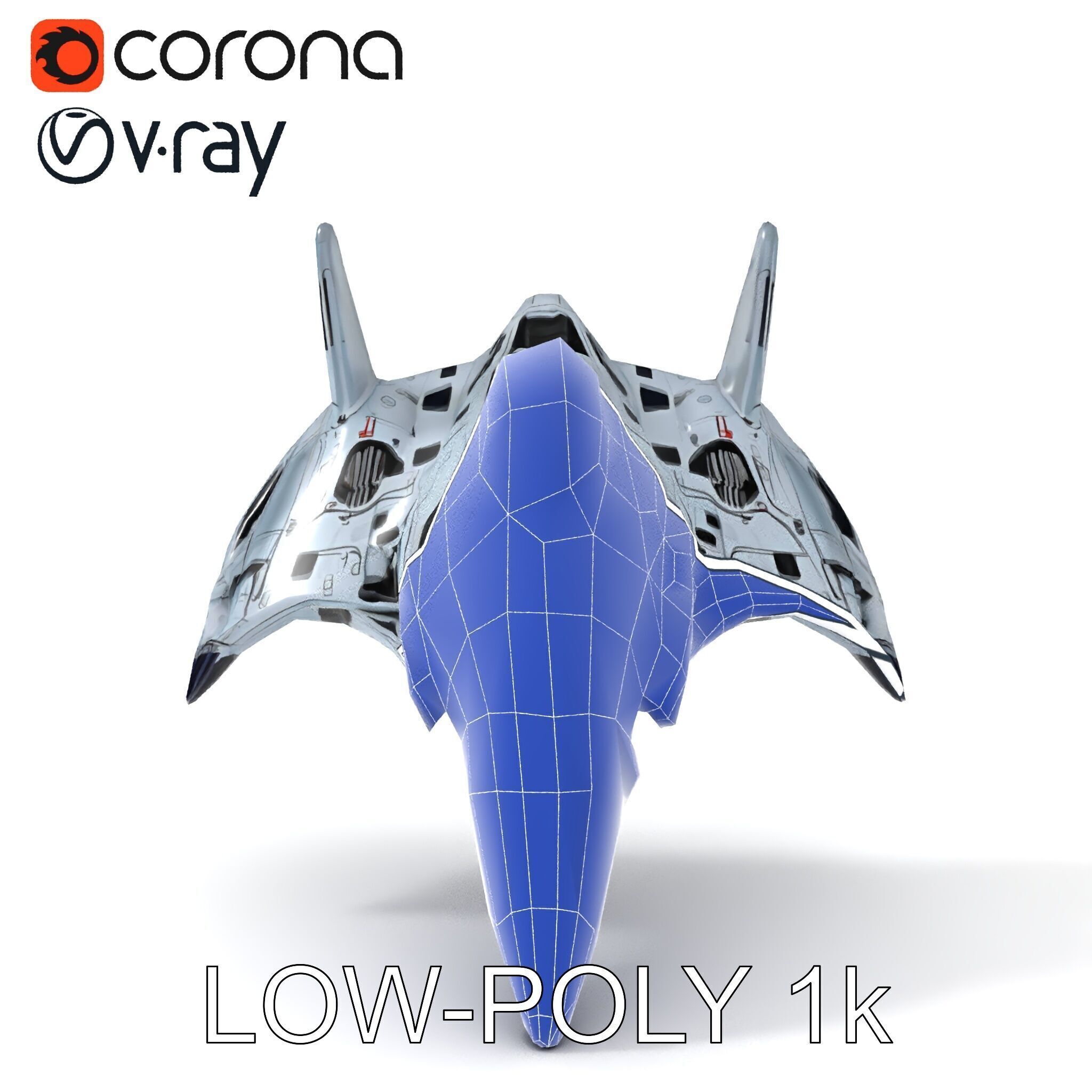 Futuristic Jet Fighter Model Pack with PBR Textures Low-poly 3D model_23