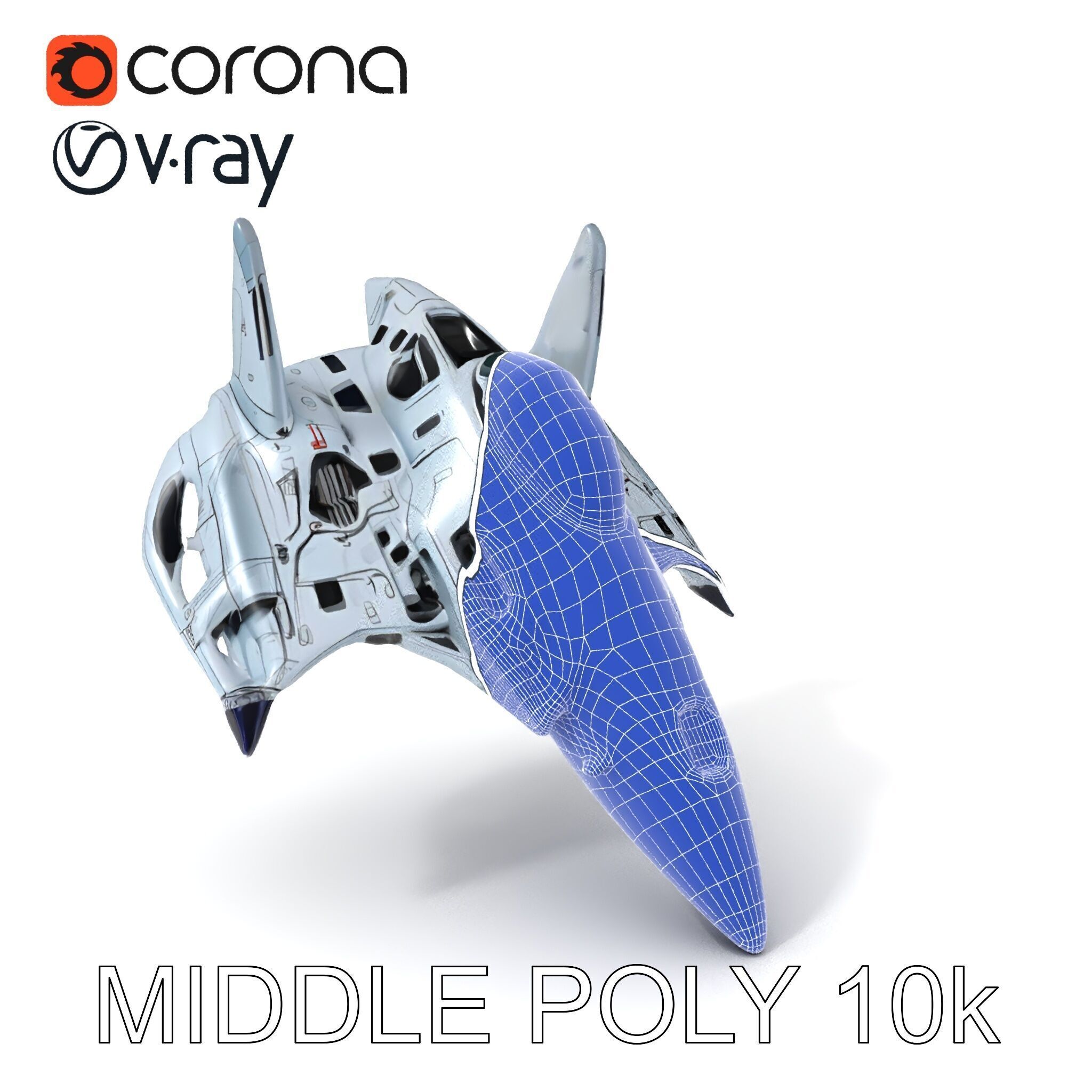 Futuristic Jet Fighter Model Pack with PBR Textures Low-poly 3D model_34