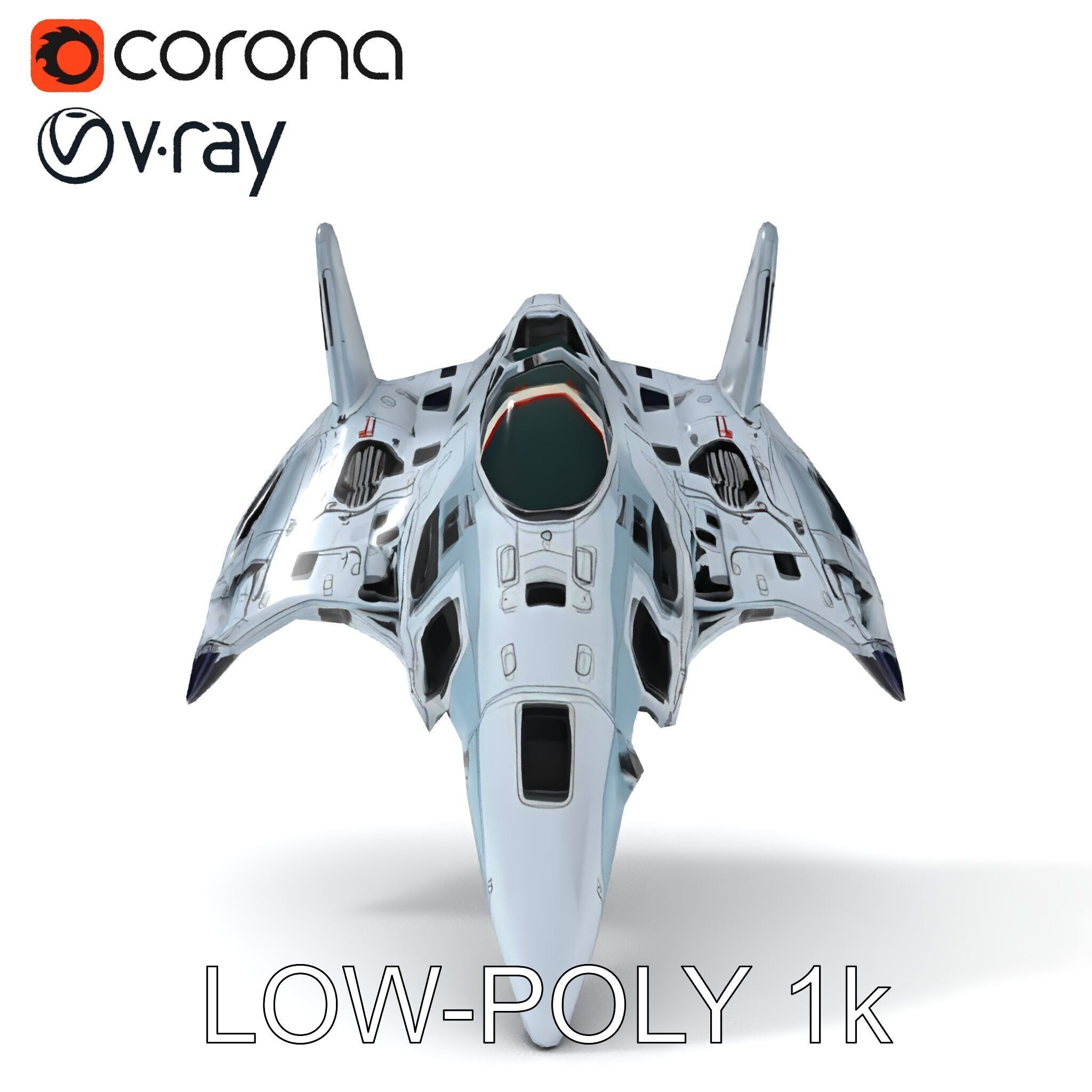 Futuristic Jet Fighter Model Pack with PBR Textures Low-poly 3D model_13