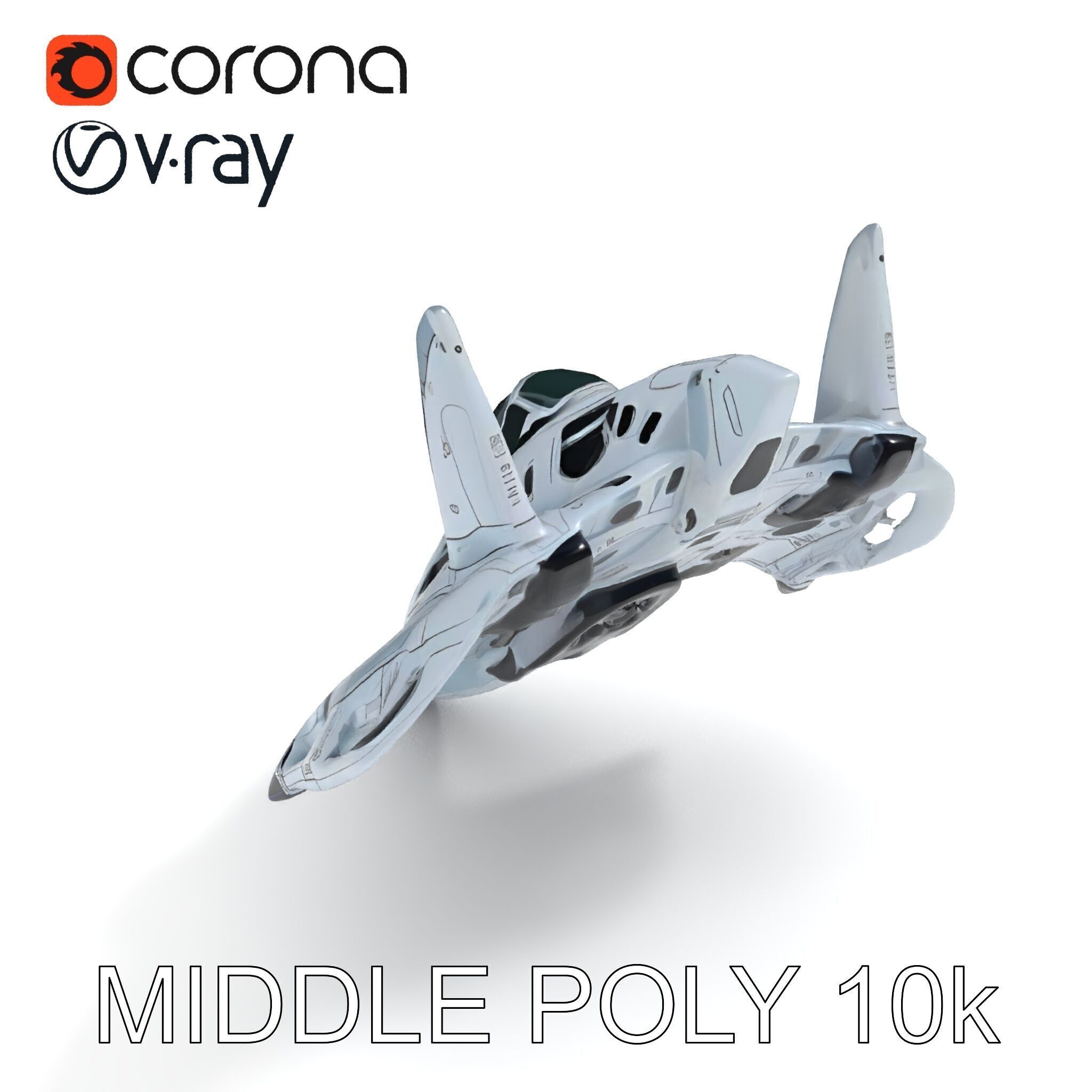 Futuristic Jet Fighter Model Pack with PBR Textures Low-poly 3D model_12