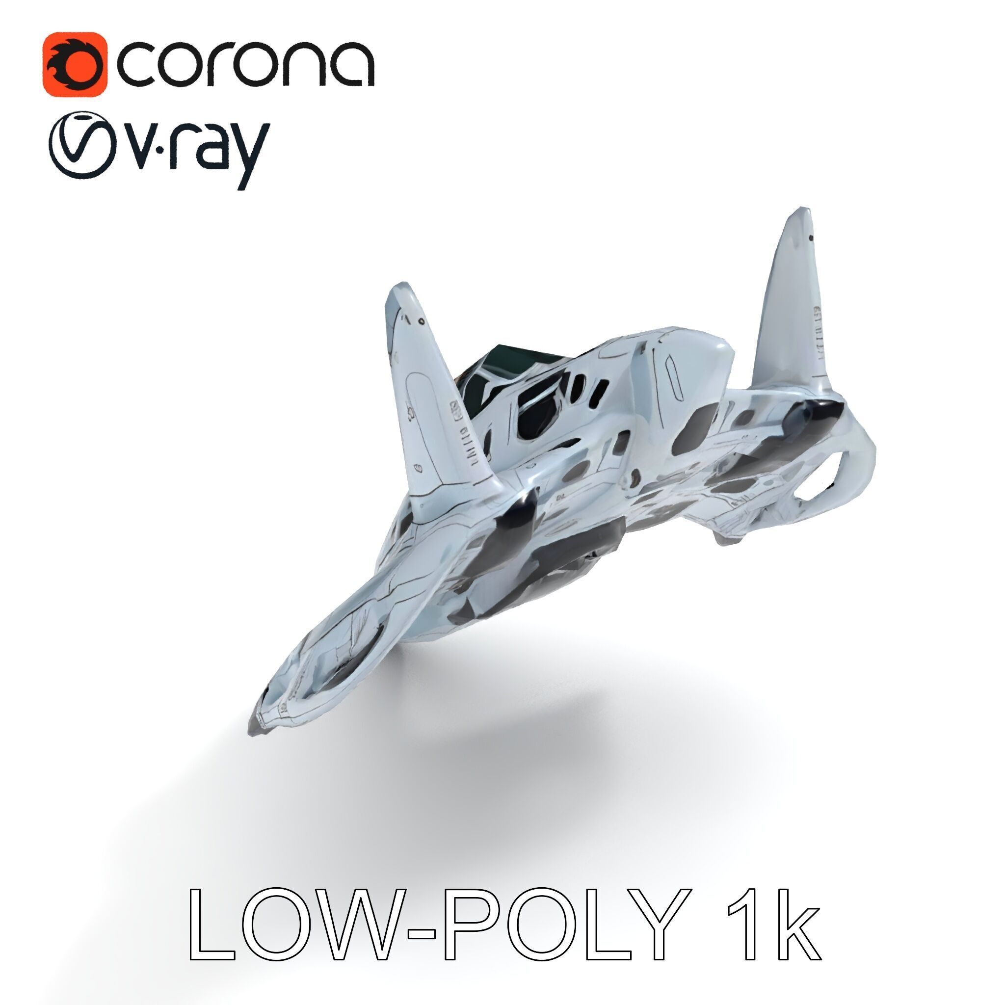 Futuristic Jet Fighter Model Pack with PBR Textures Low-poly 3D model_35