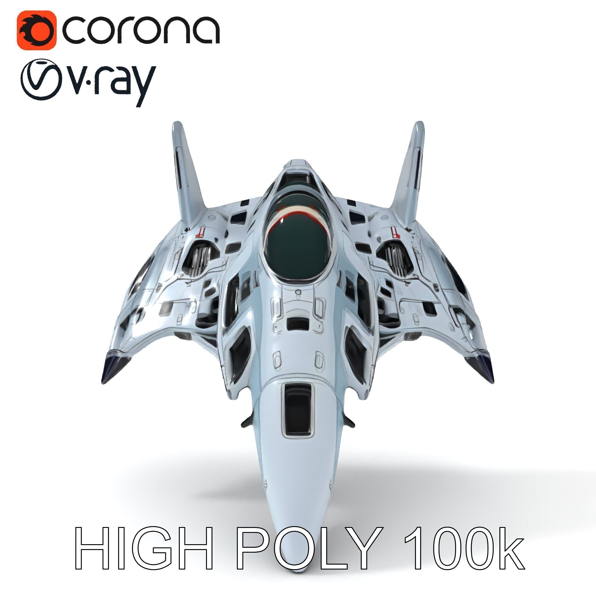 Futuristic Jet Fighter Model Pack with PBR Textures Low-poly 3D model_8