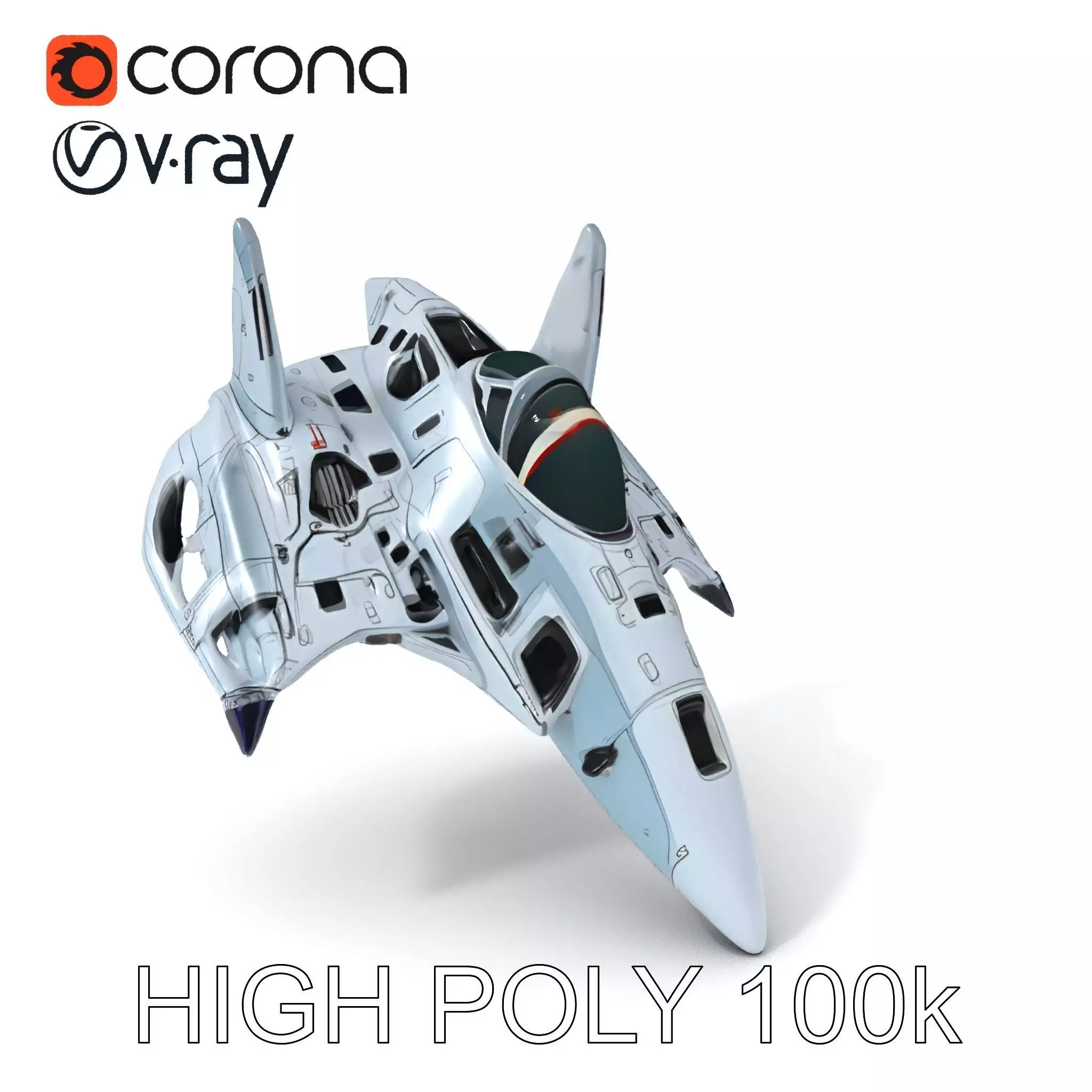 Futuristic Jet Fighter Model Pack with PBR Textures Low-poly 3D model_0