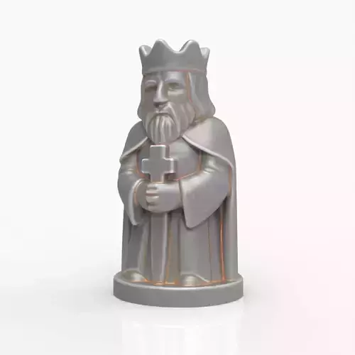 Medieval King Chess Piece Prop Regal Stylized Figure With Cross 3D print model