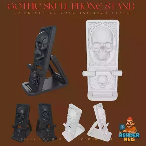 Gothic Skull Phone Stand 2 3D print model