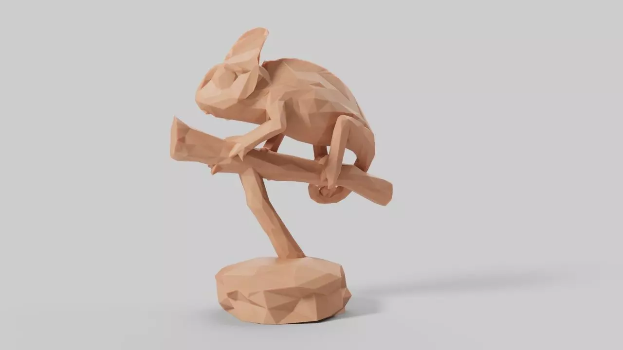 3d Low Poly Chameleon Printing 3D print model_0