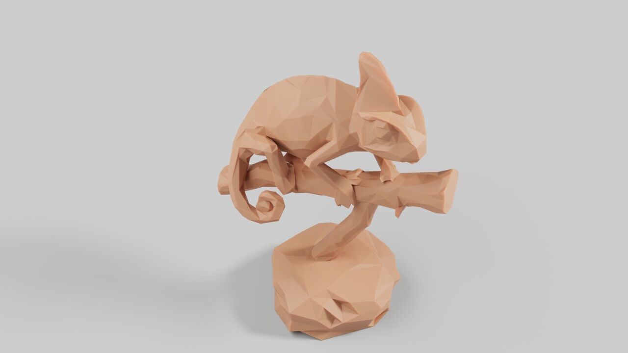 3d Low Poly Chameleon Printing 3D print model_3