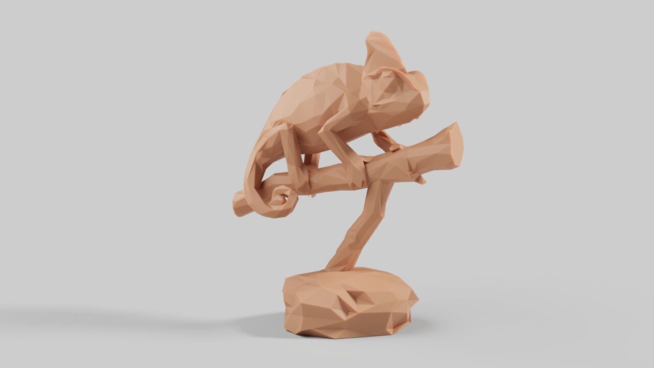 3d Low Poly Chameleon Printing 3D print model_2