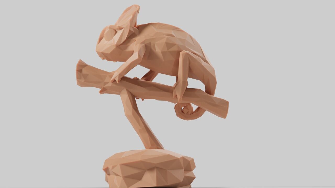 3d Low Poly Chameleon Printing 3D print model_5