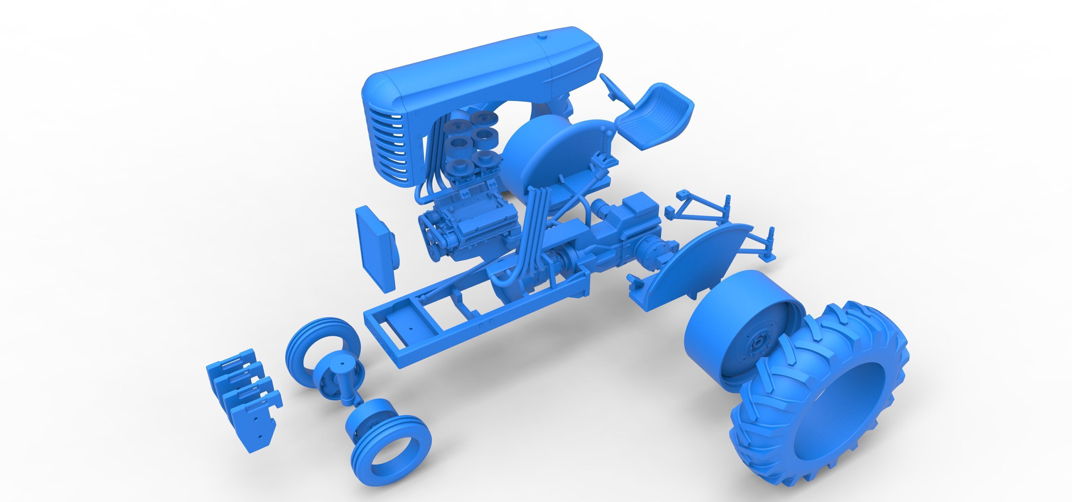 Vintage Small block Pulling tractor Version 4 Scale 1 to 25 3D print model_44