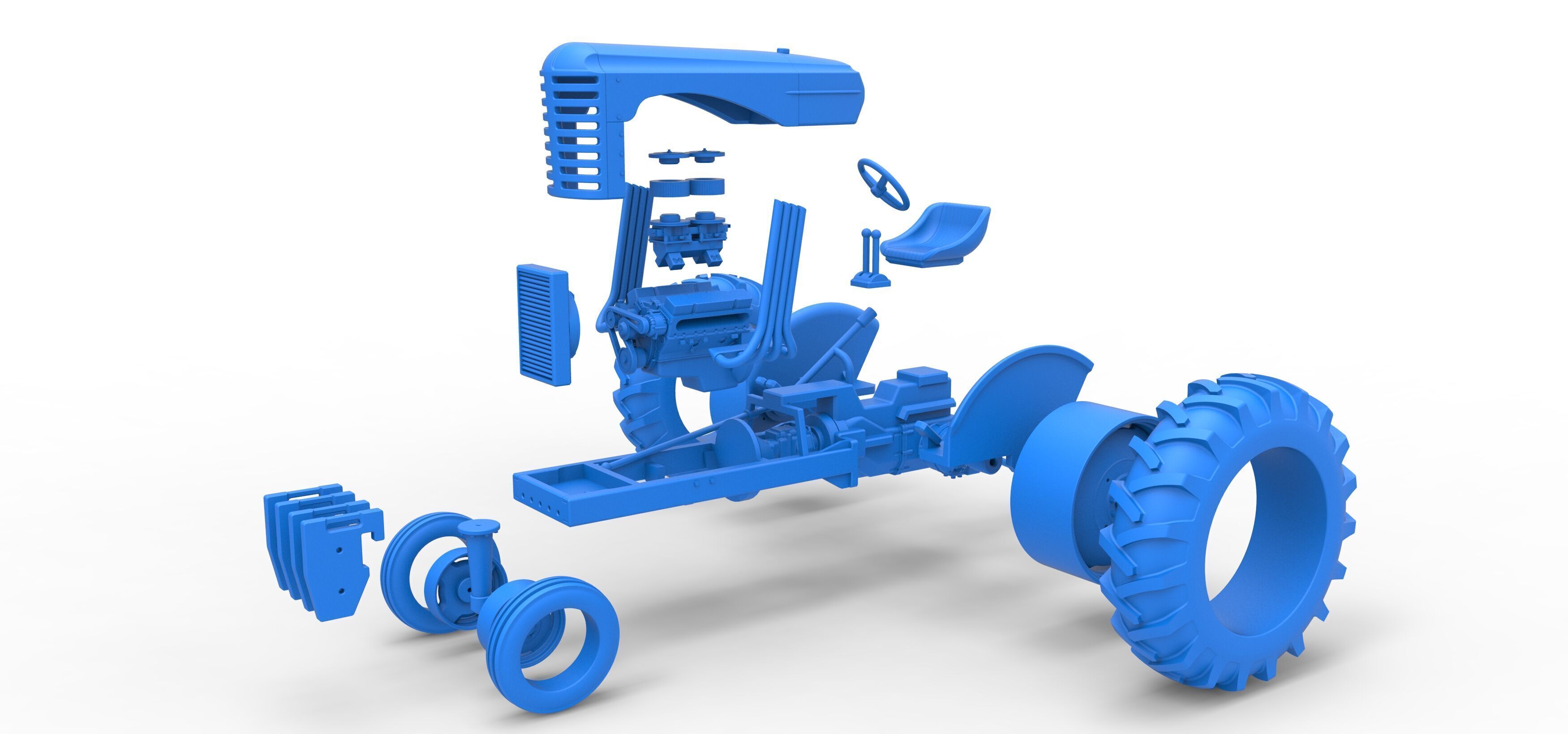 Vintage Small block Pulling tractor Version 4 Scale 1 to 25 3D print model_43