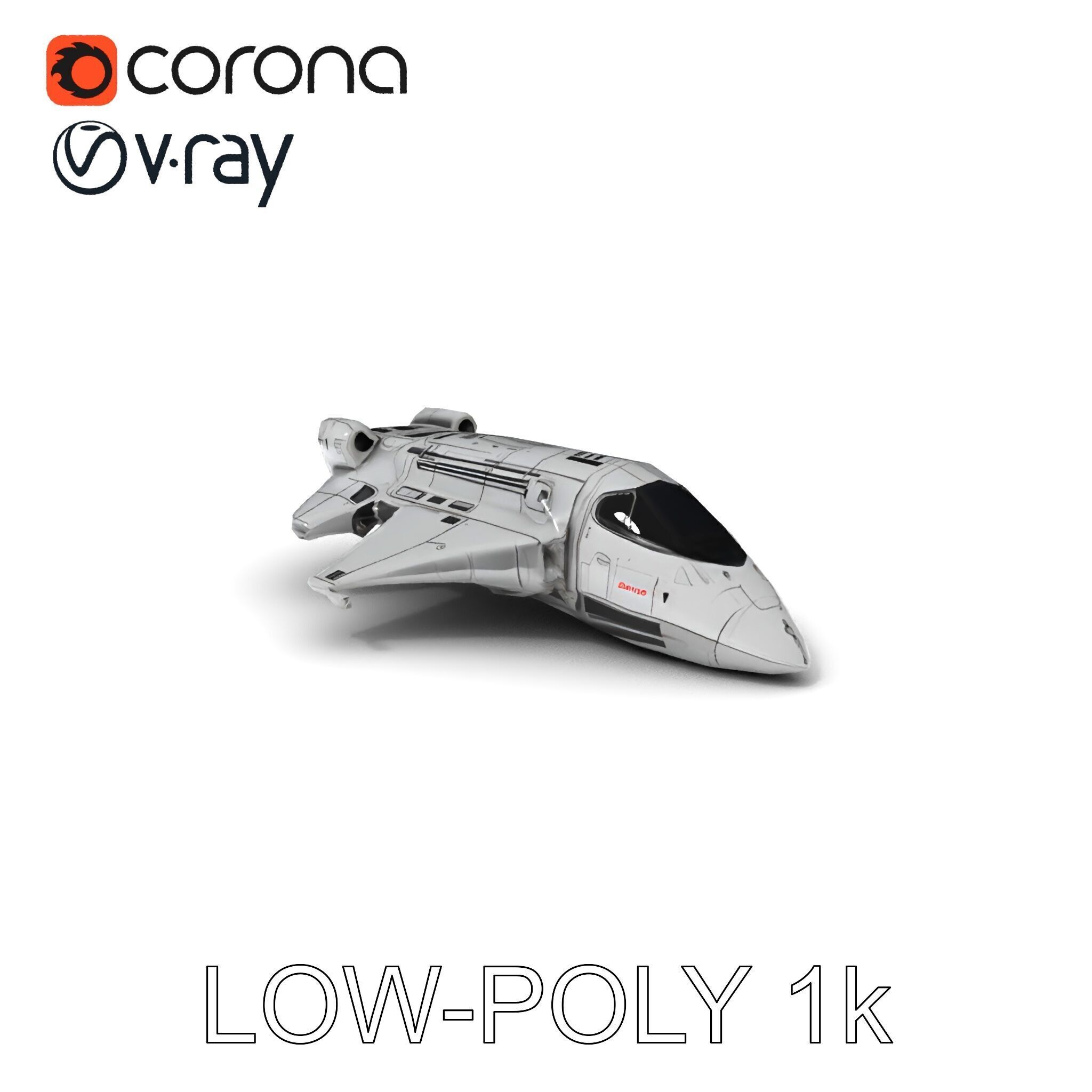 Futuristic Spaceship Model Pack Low-poly 3D model_25