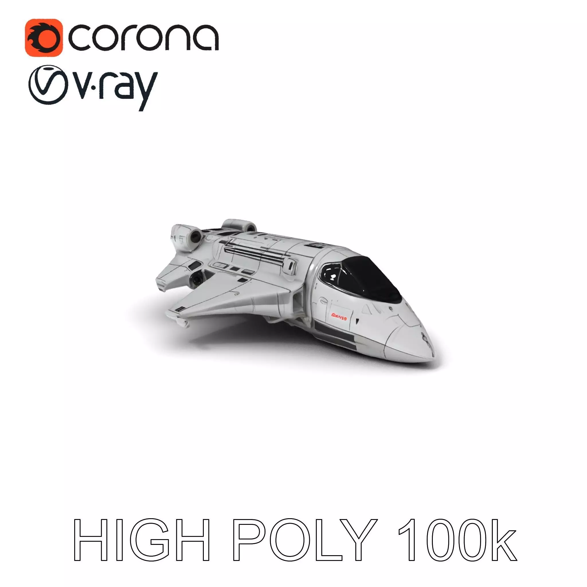 Futuristic Spaceship Model Pack Low-poly 3D model_0