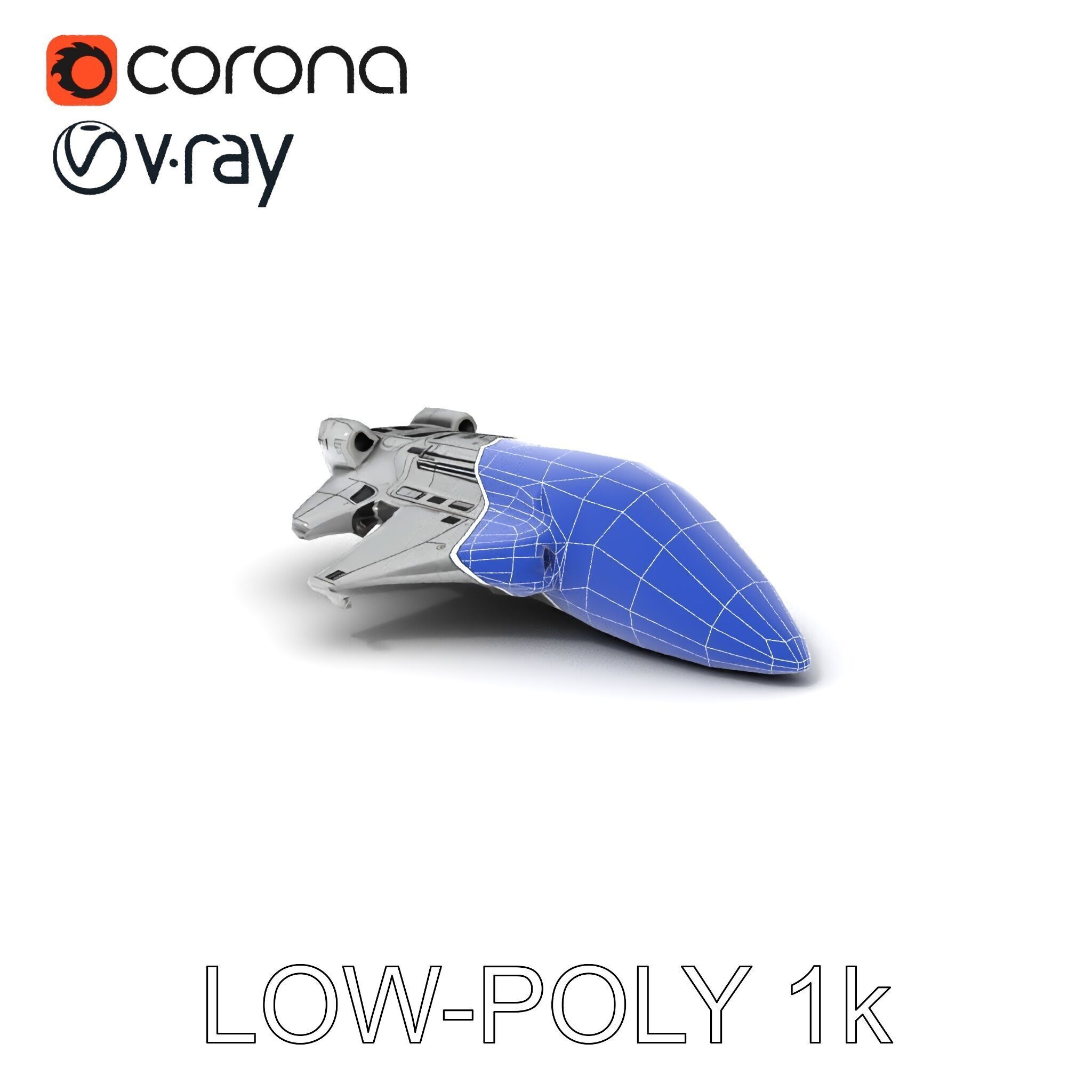 Futuristic Spaceship Model Pack Low-poly 3D model_13