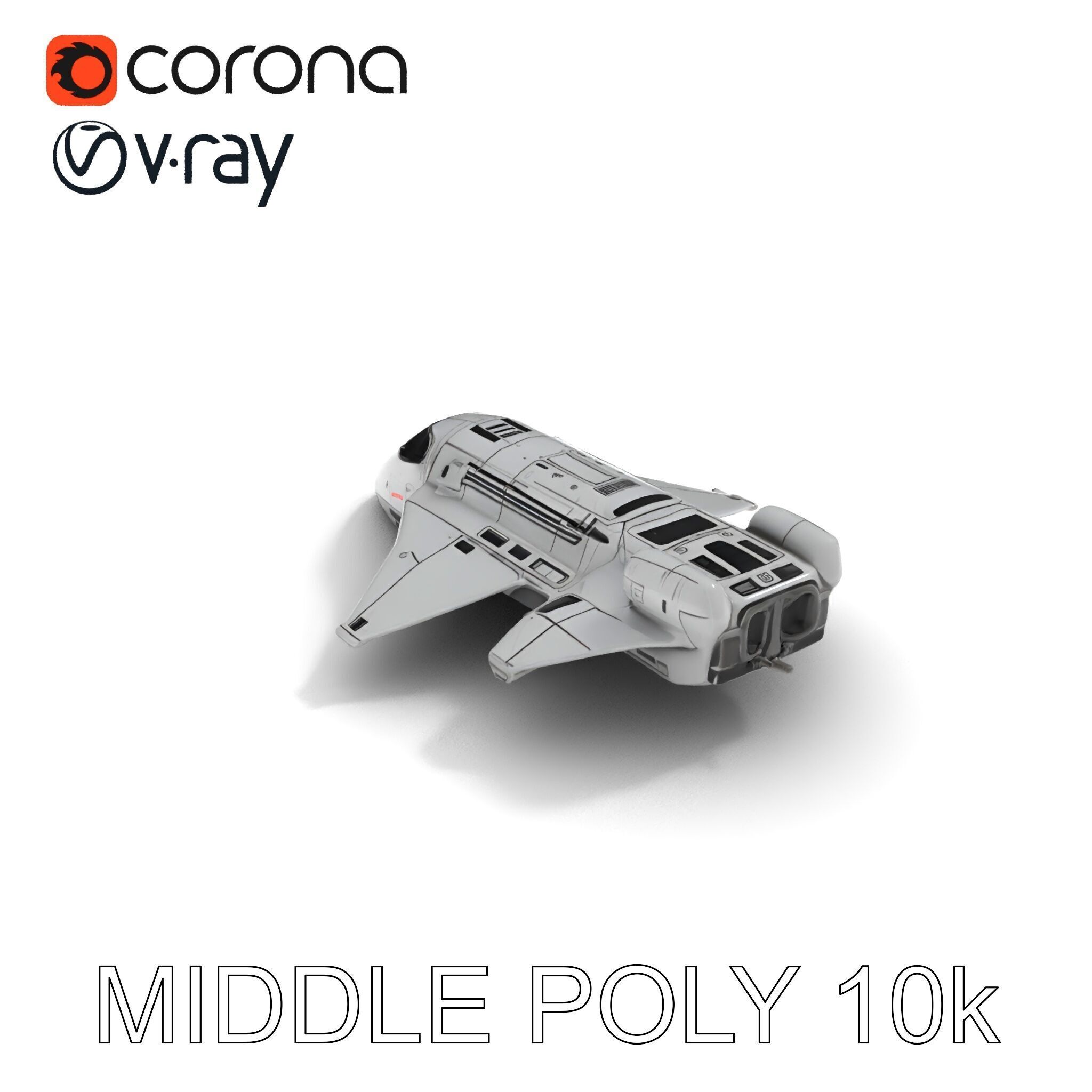 Futuristic Spaceship Model Pack Low-poly 3D model_26