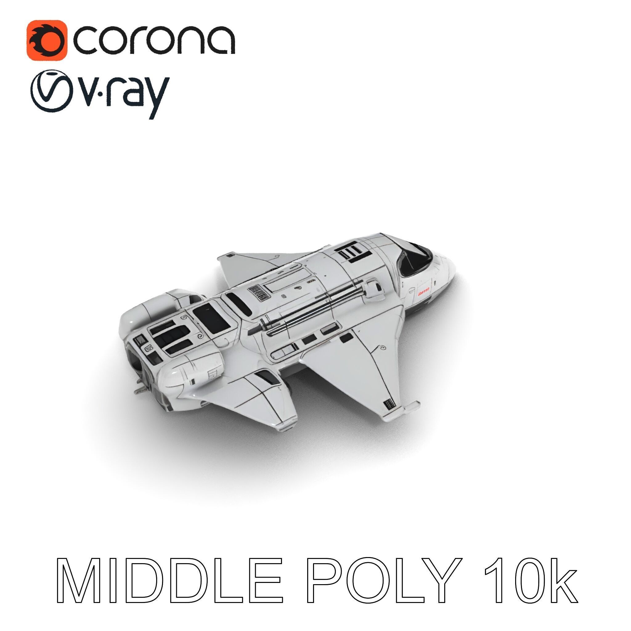 Futuristic Spaceship Model Pack Low-poly 3D model_12