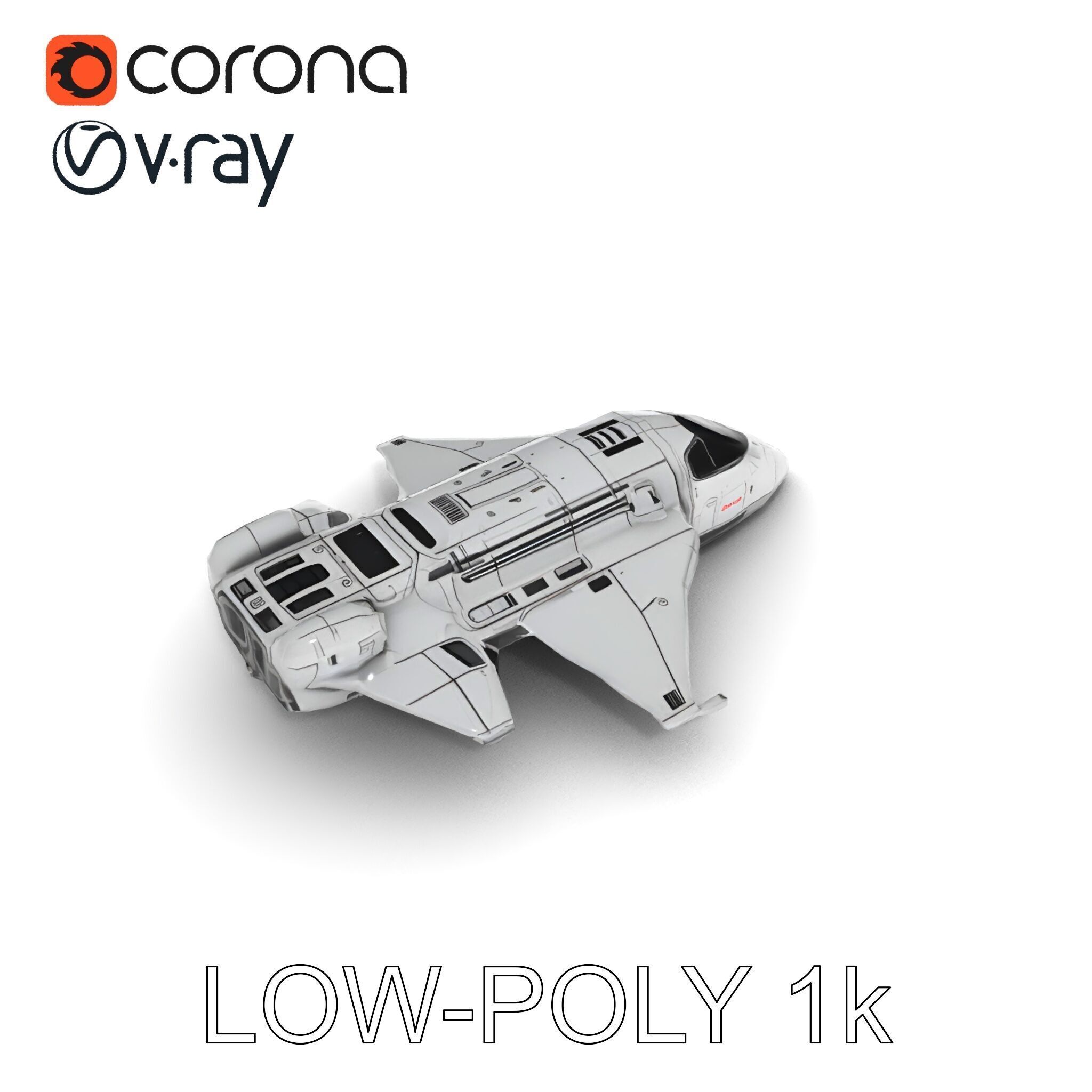 Futuristic Spaceship Model Pack Low-poly 3D model_30