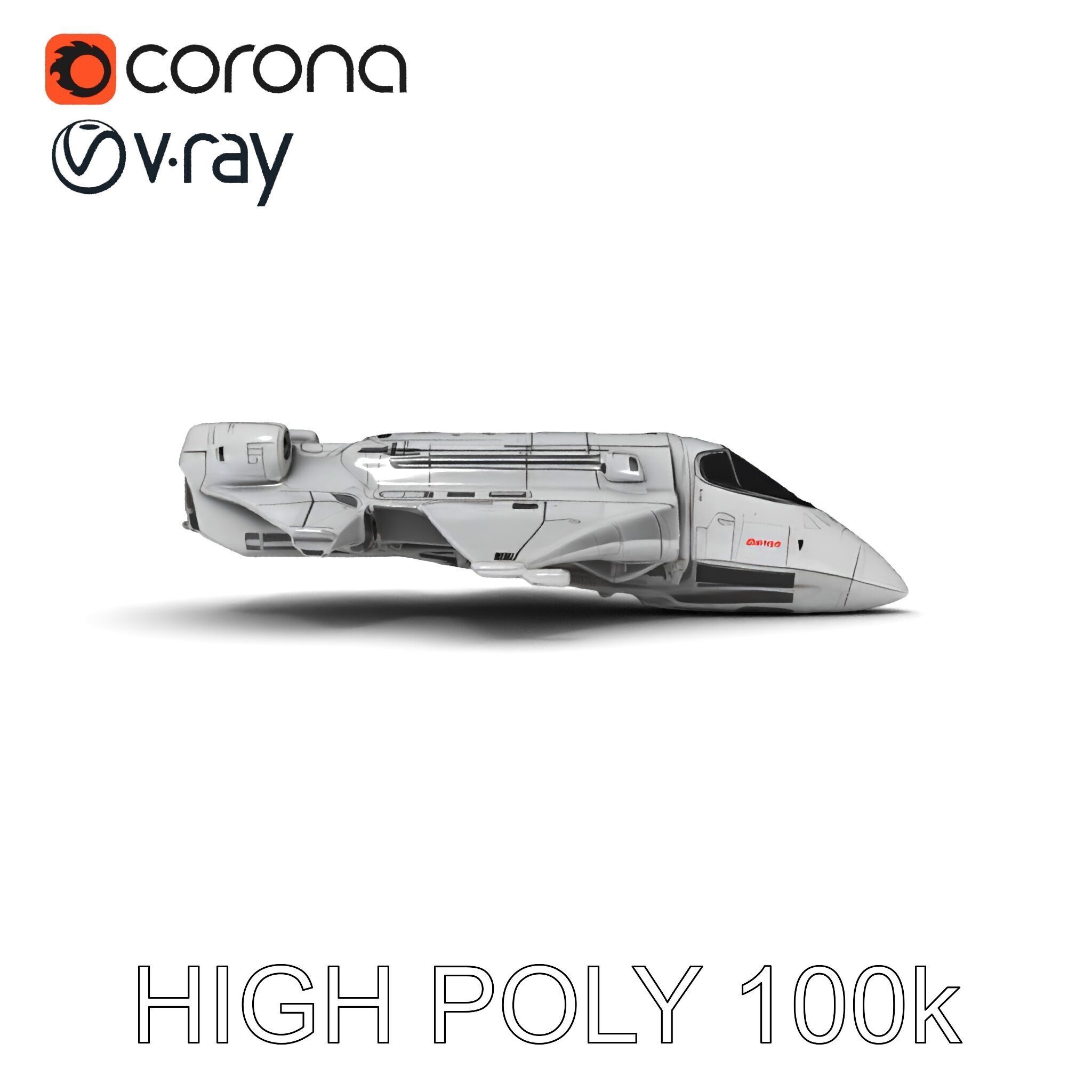 Futuristic Spaceship Model Pack Low-poly 3D model_23