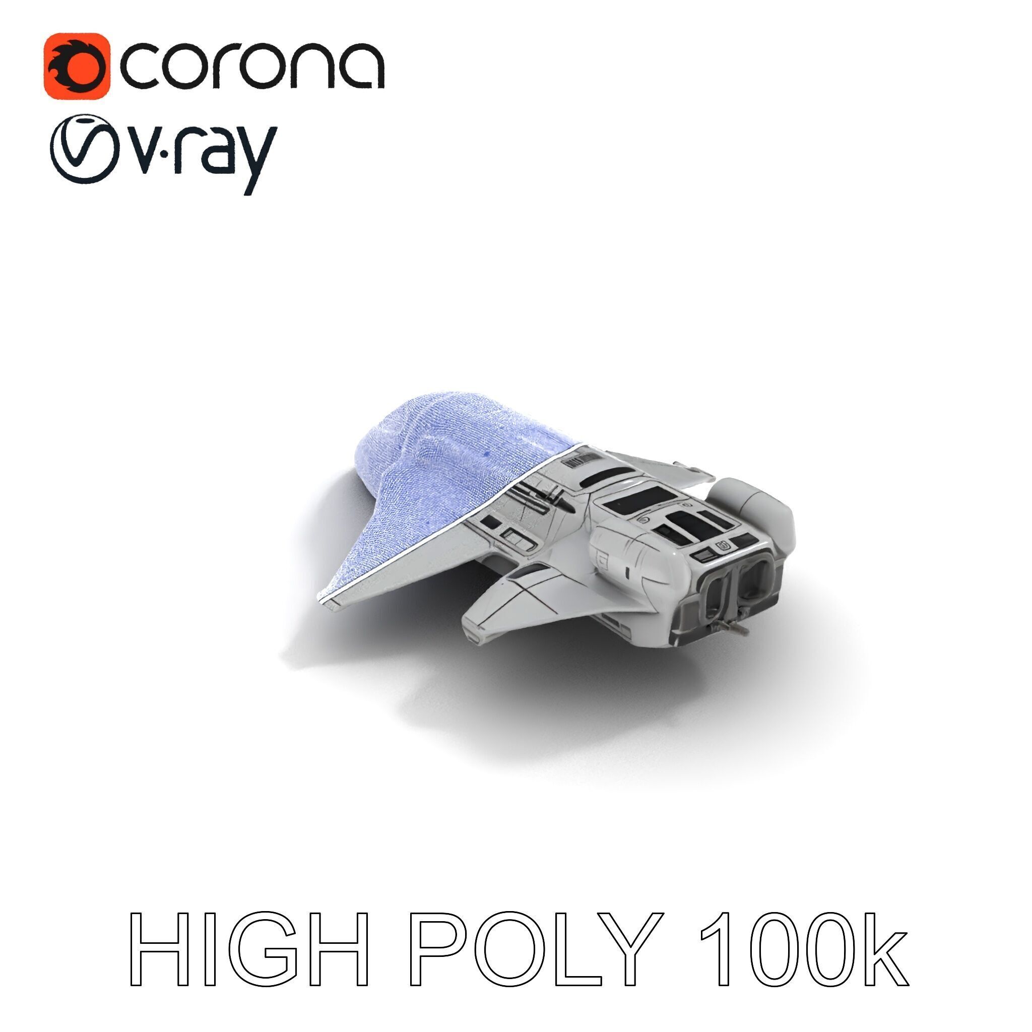 Futuristic Spaceship Model Pack Low-poly 3D model_34