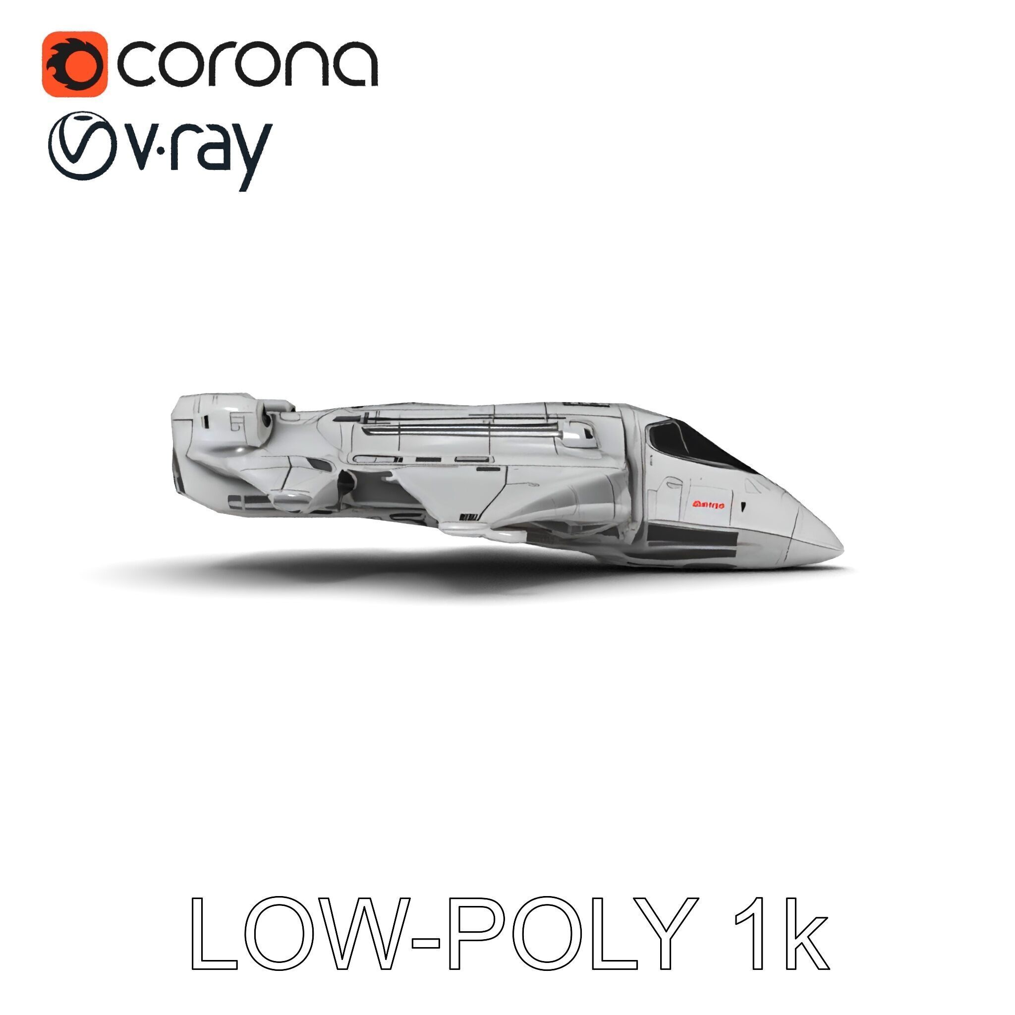 Futuristic Spaceship Model Pack Low-poly 3D model_33