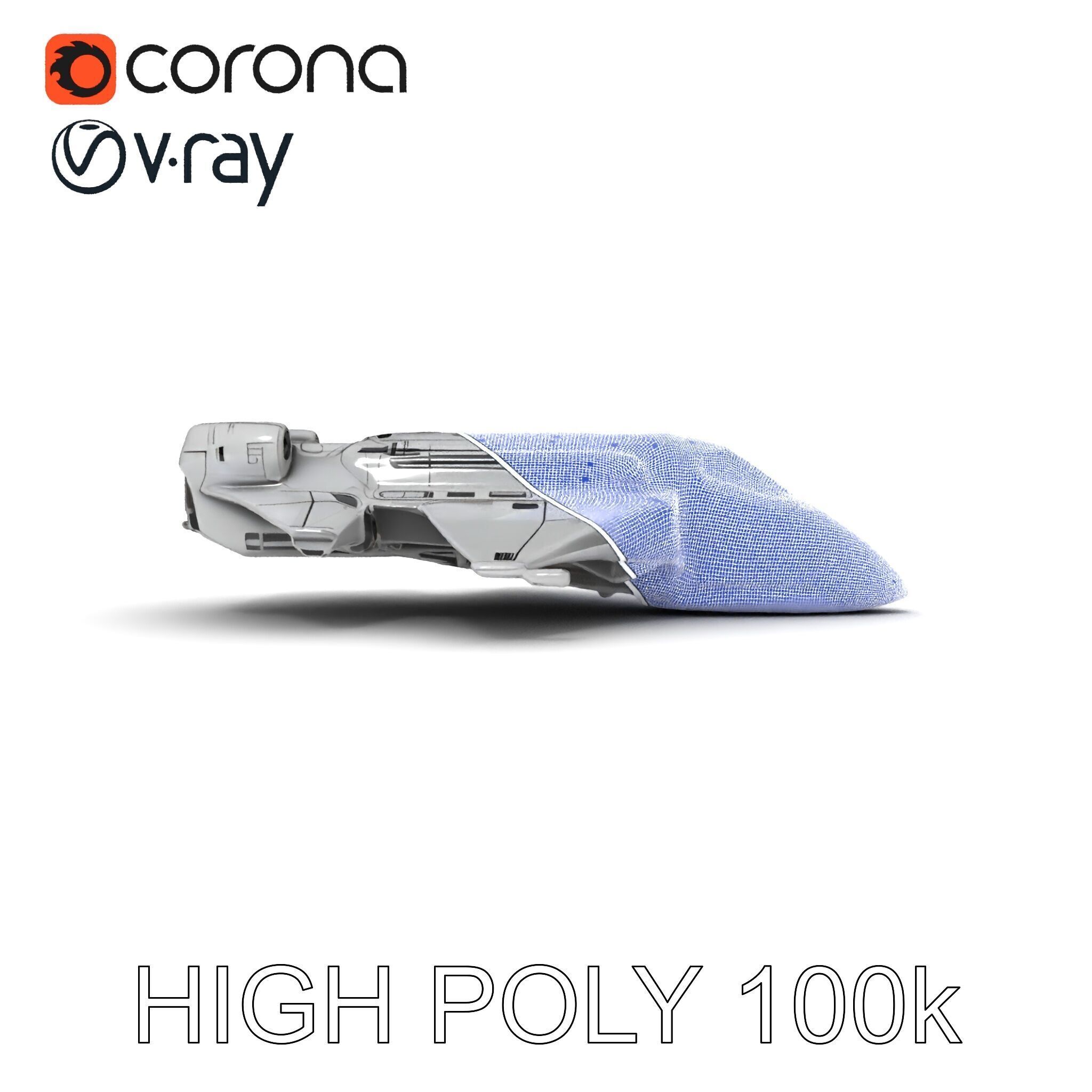 Futuristic Spaceship Model Pack Low-poly 3D model_31