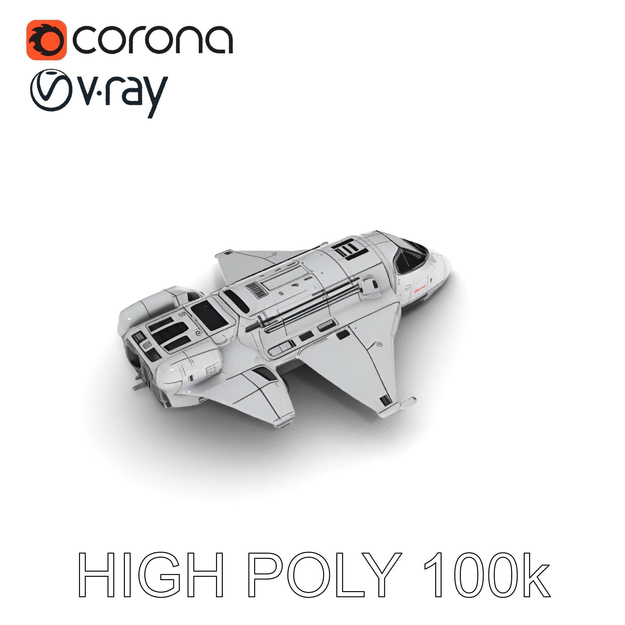 Futuristic Spaceship Model Pack Low-poly 3D model_11