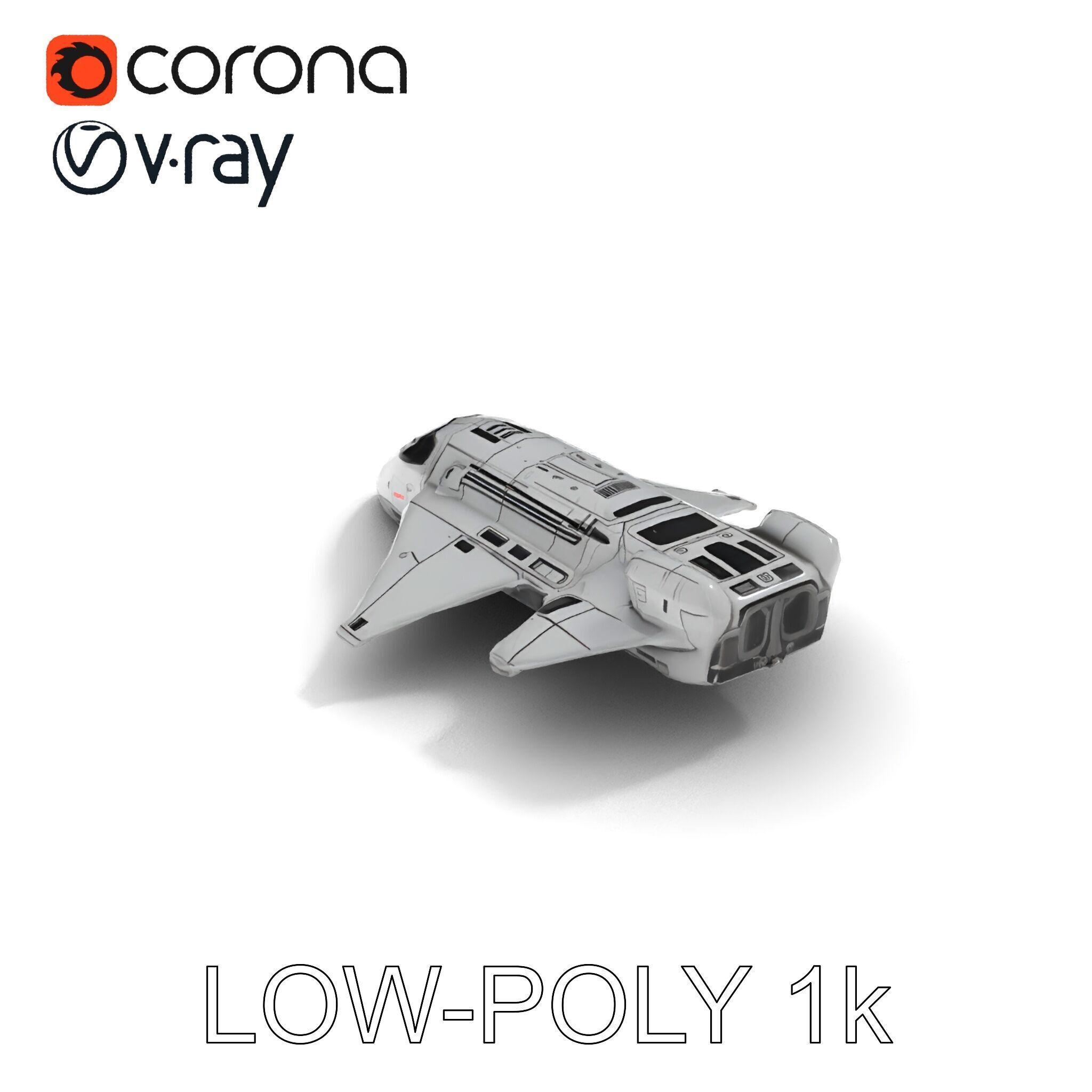 Futuristic Spaceship Model Pack Low-poly 3D model_7