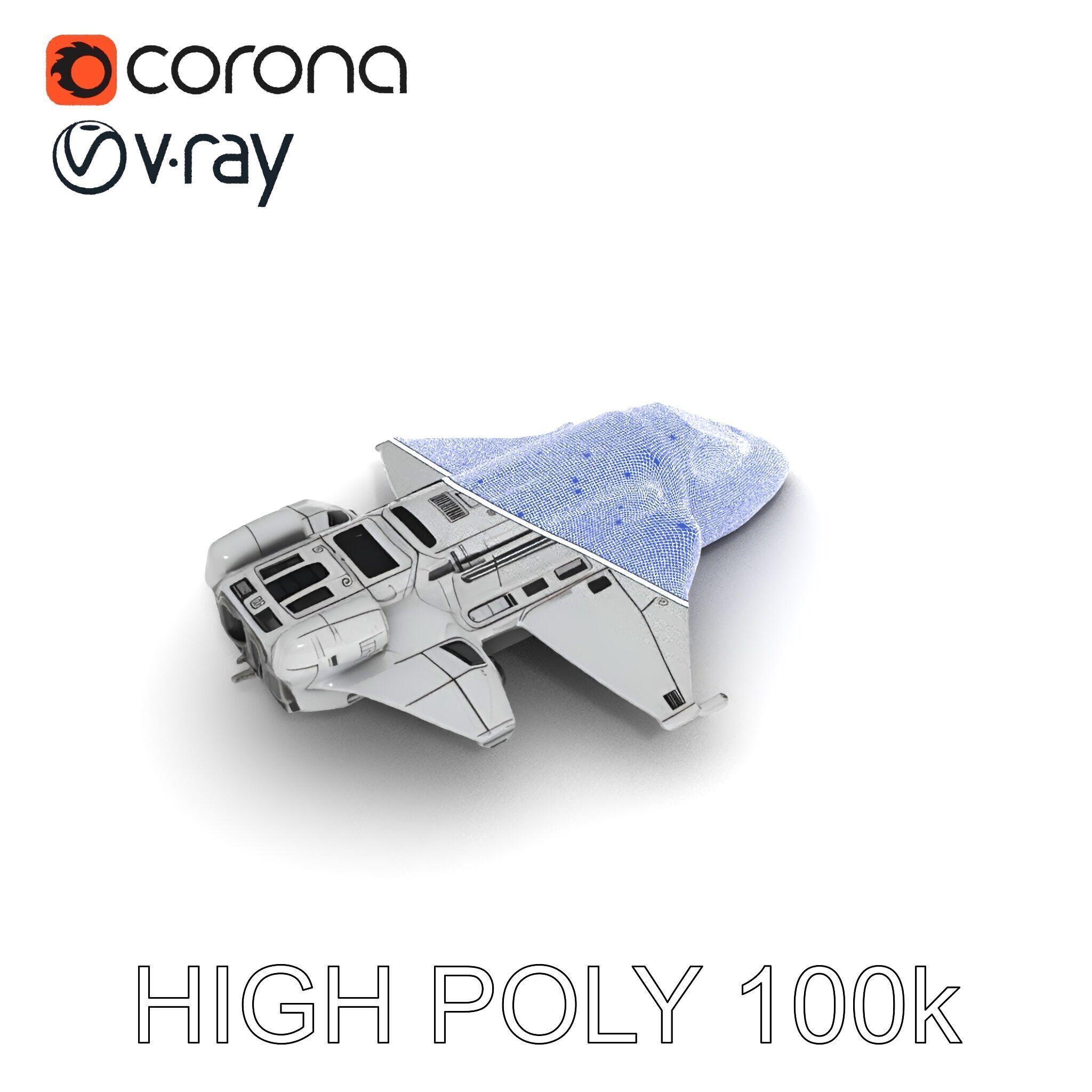 Futuristic Spaceship Model Pack Low-poly 3D model_8
