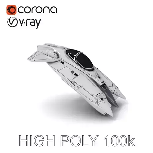 Futuristic Silver Spaceship Model Pack