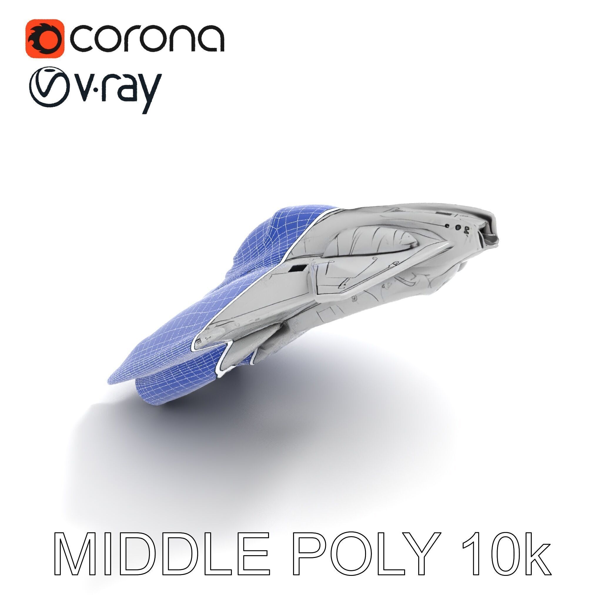 Futuristic Silver Spaceship Model Pack Low-poly 3D model_9